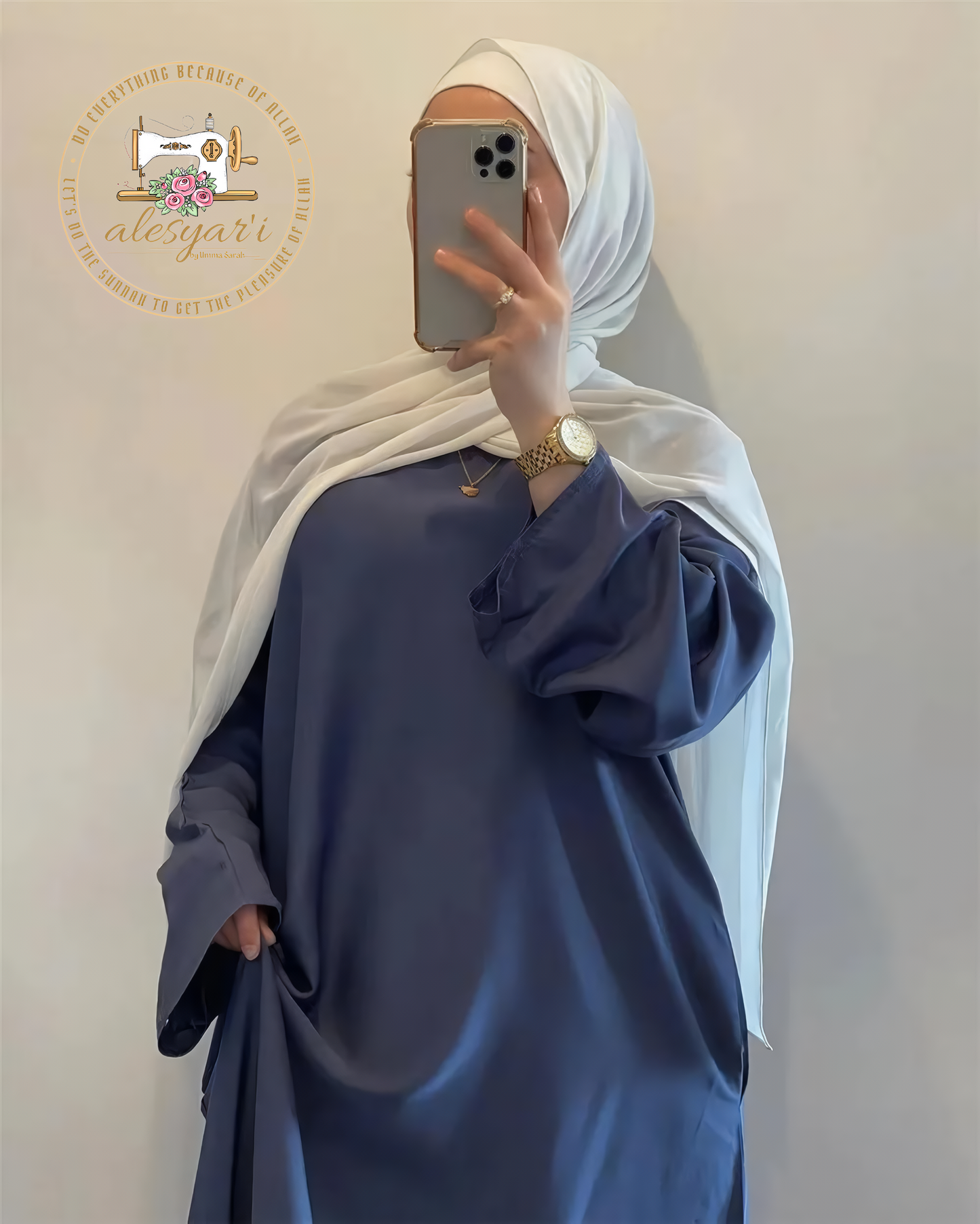 Alesyari Shop I Elegant Satin Muslim Abaya Full-Length with Flared Sleeves, Soft Shimmer, Dubai to Turkey Fashion