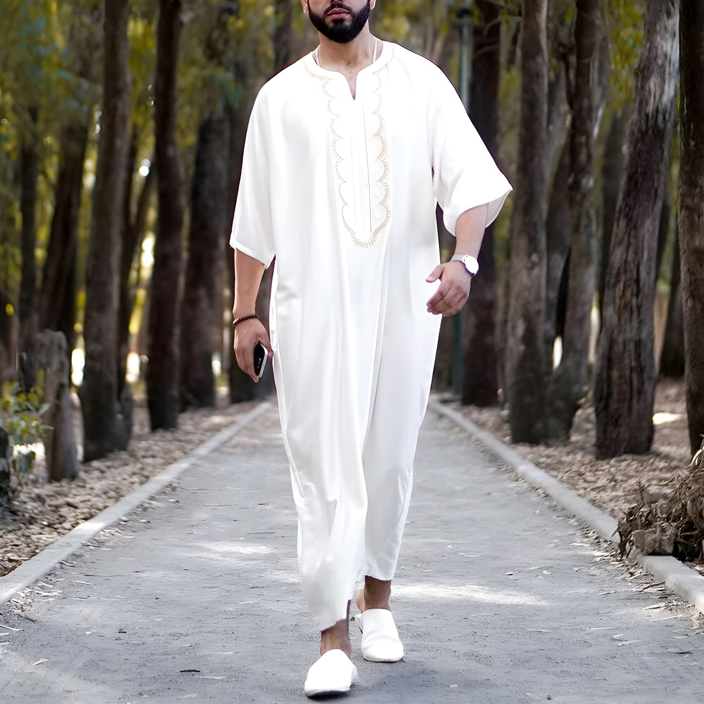 New 2023 Traditional Muslim Clothing Eid Middle East Jubba Thobe Men Thobe Arab Muslim Robes with Long Sleeves Gifts for Husband