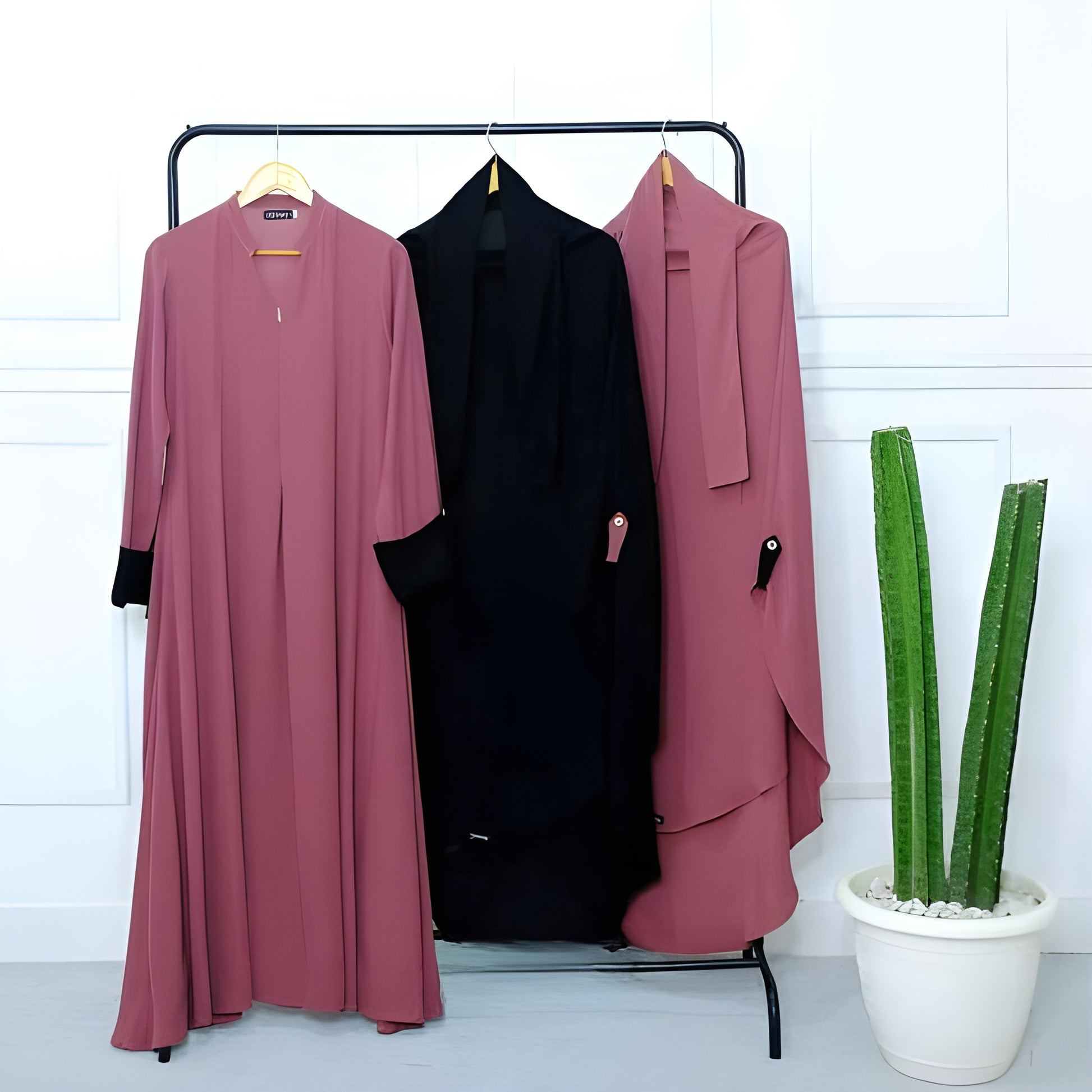 Alesyari Shop I Deco Rose Abaya Set: Perfect for Ramadan and Eid Fitr, Modest Design with Premium French Khimar