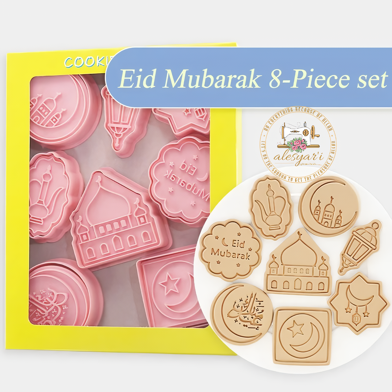 Alesyari Shop I Festive Ramadan Cookie Cutter Set for Eid Mubarak Celebrations - Create Sweet Memories with Islamic-themed Biscuit Molds