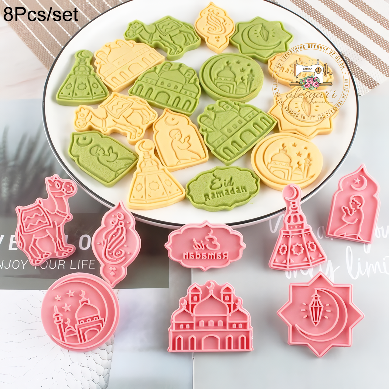 Alesyari Shop I Festive Ramadan Cookie Cutter Set for Eid Mubarak Celebrations - Create Sweet Memories with Islamic-themed Biscuit Molds