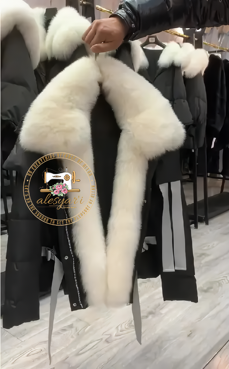 Alesyari Shop I Stylish Winter Jackets for Women with Genuine Fox Fur Collar and Goose Down Filling