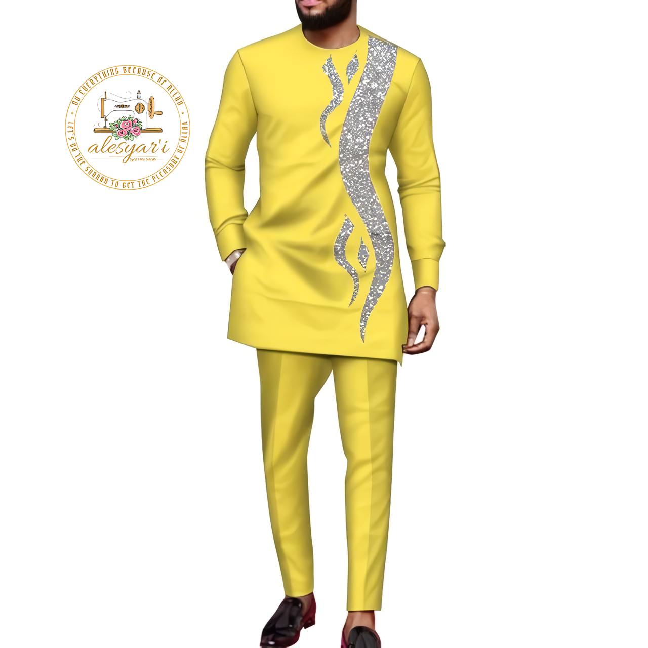 Alesyari Shop I Dashiki Men Suits with Long Sleeve Shirt and Trousers - 2-Piece Set Boubou