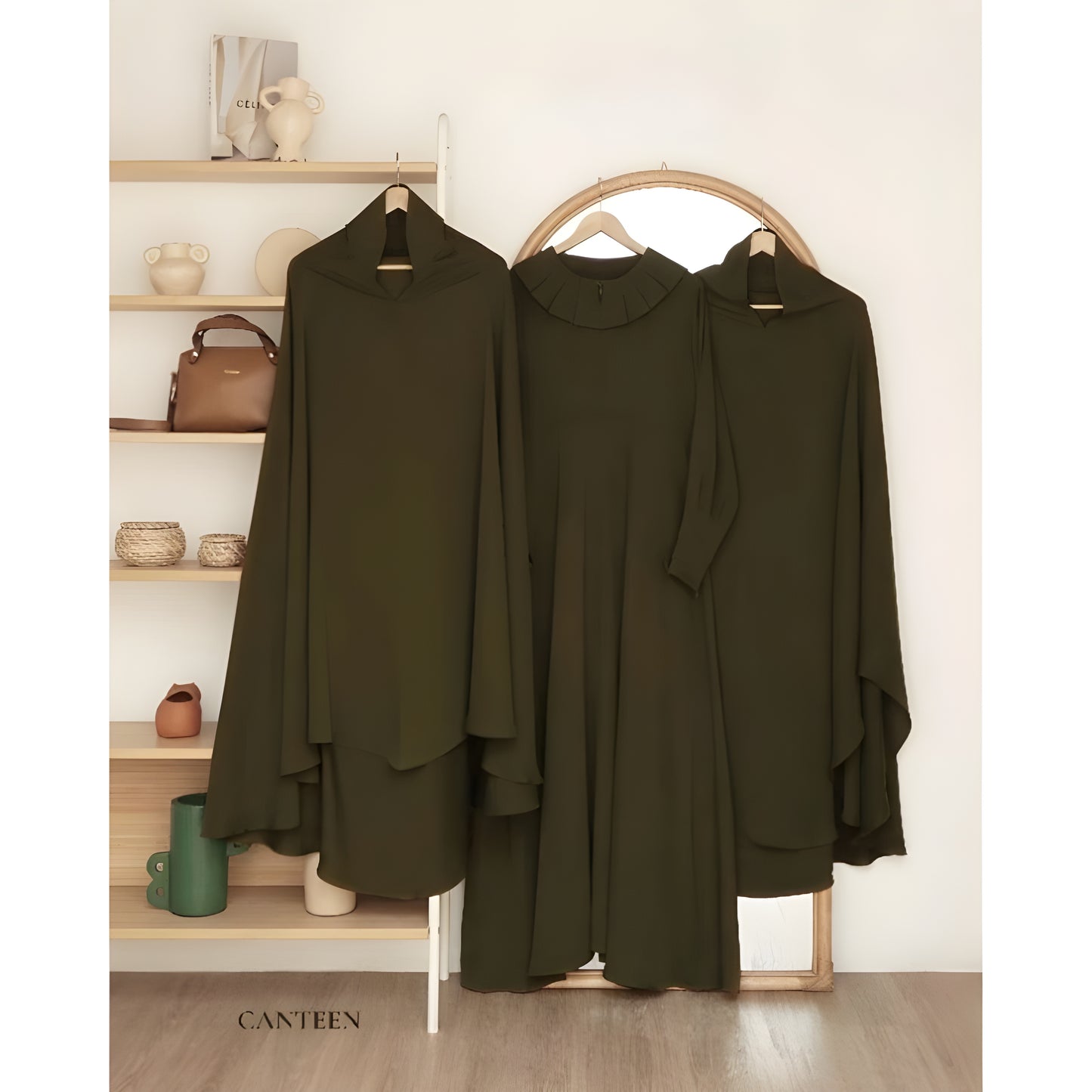 Abaya Qasidan Series in Canteen color.