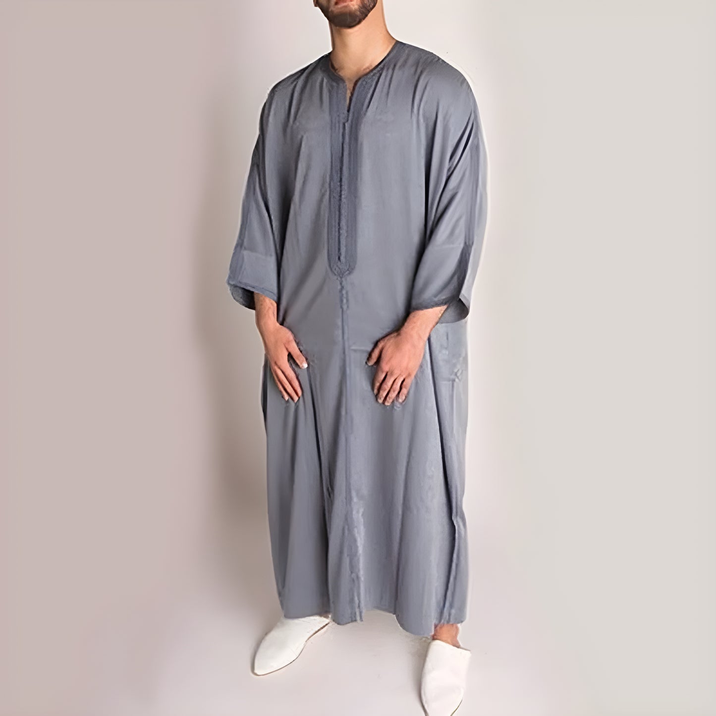 New 2023 Traditional Muslim Clothing Eid Middle East Jubba Thobe Men Thobe Arab Muslim Robes with Long Sleeves Gifts for Husband