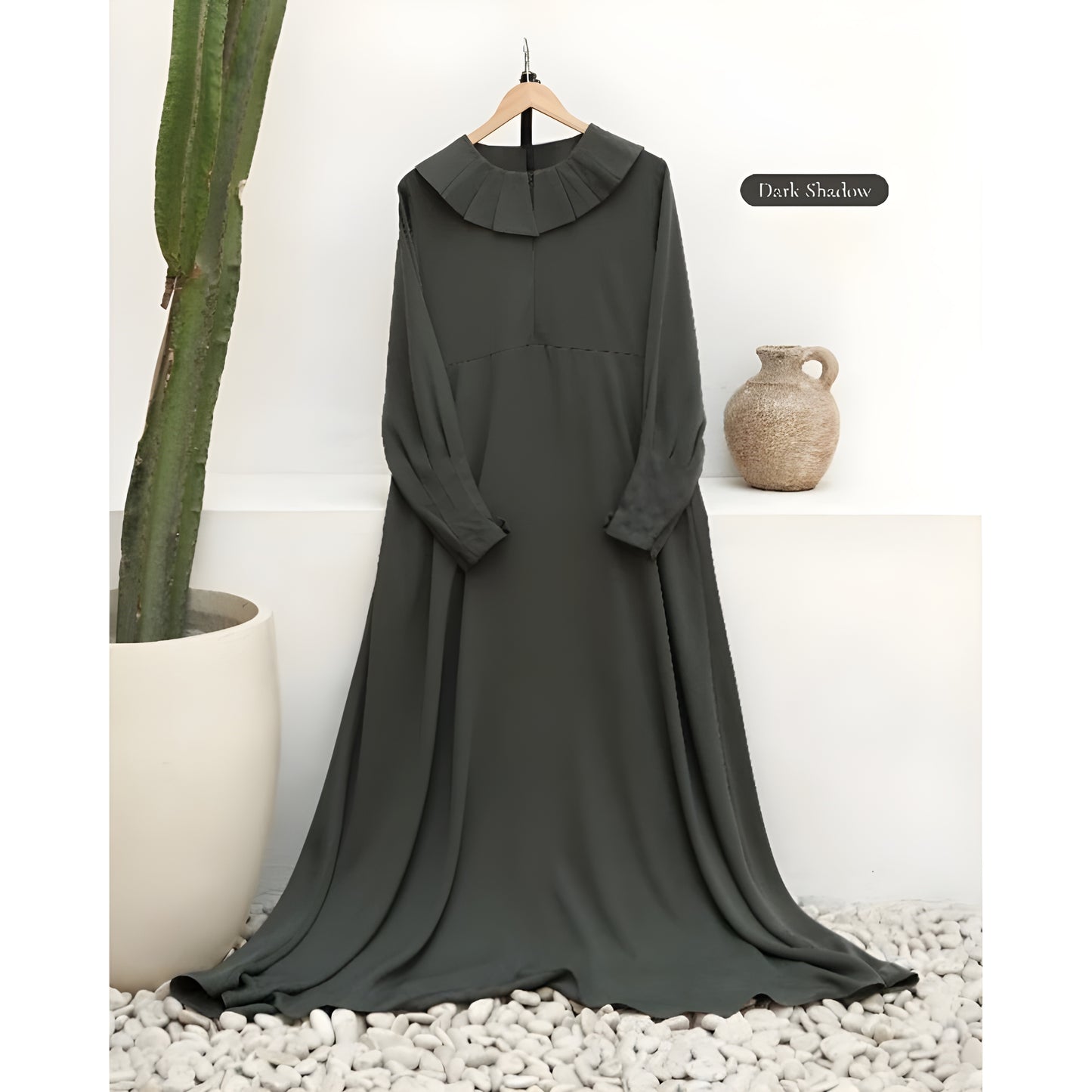 Abaya Qasidan Series in Dark Shadow color.