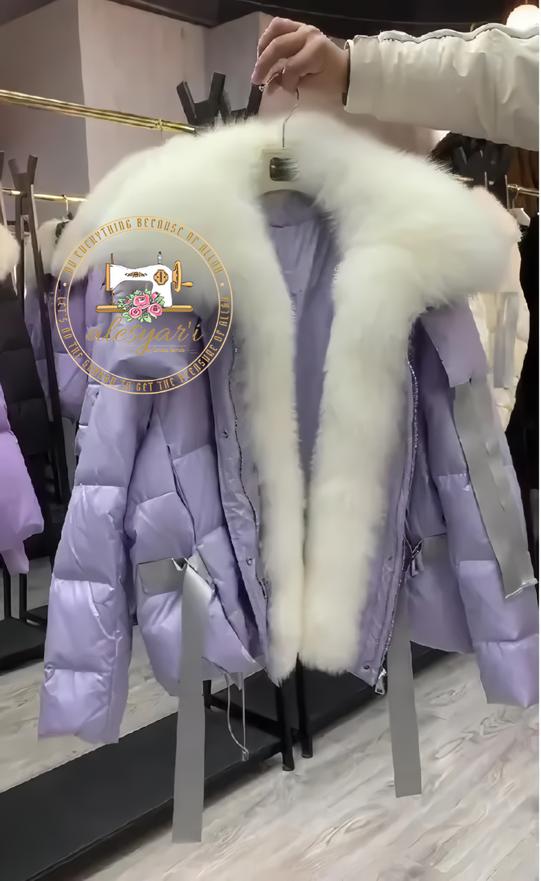 Alesyari Shop I Stylish Winter Jackets for Women with Genuine Fox Fur Collar and Goose Down Filling