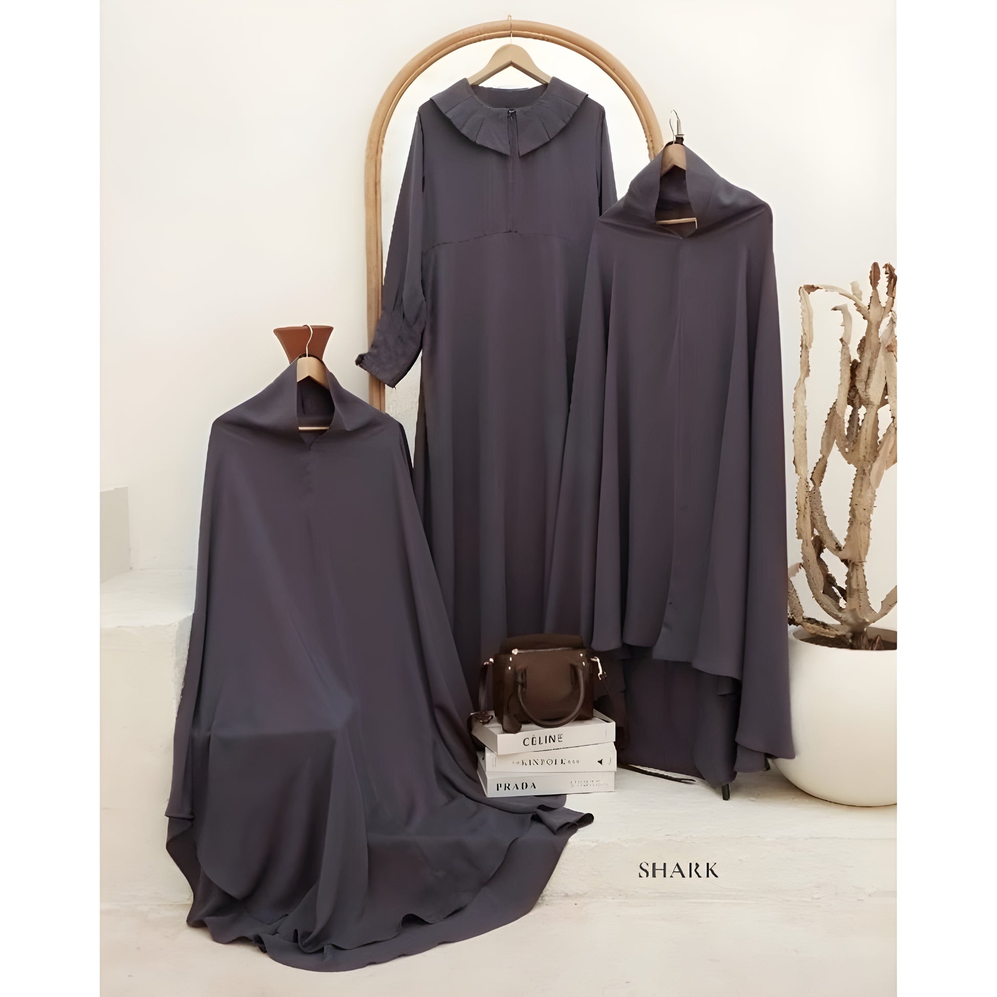 Abaya Qasidan Series in Shark color.