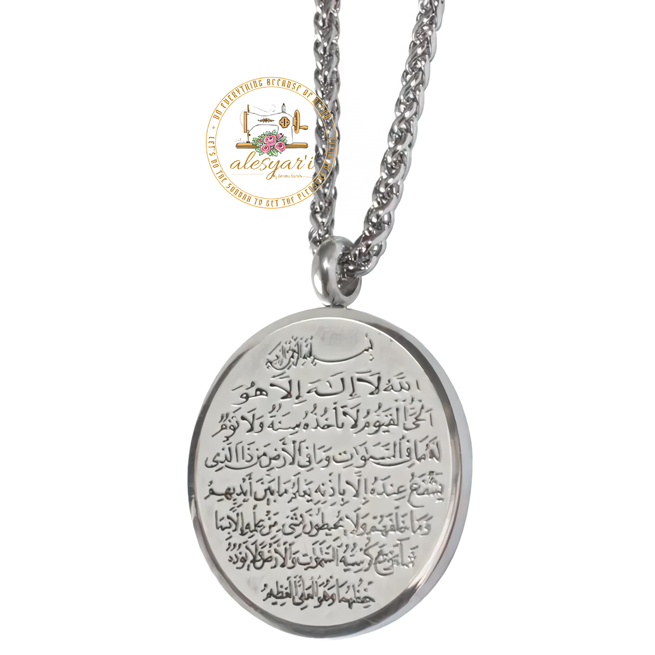 Alesyari Shop I Stainless Steel Evil Eye Car Mirror Pendant – A Trendy Fusion of Islamic and Christian Scripture Jewelry