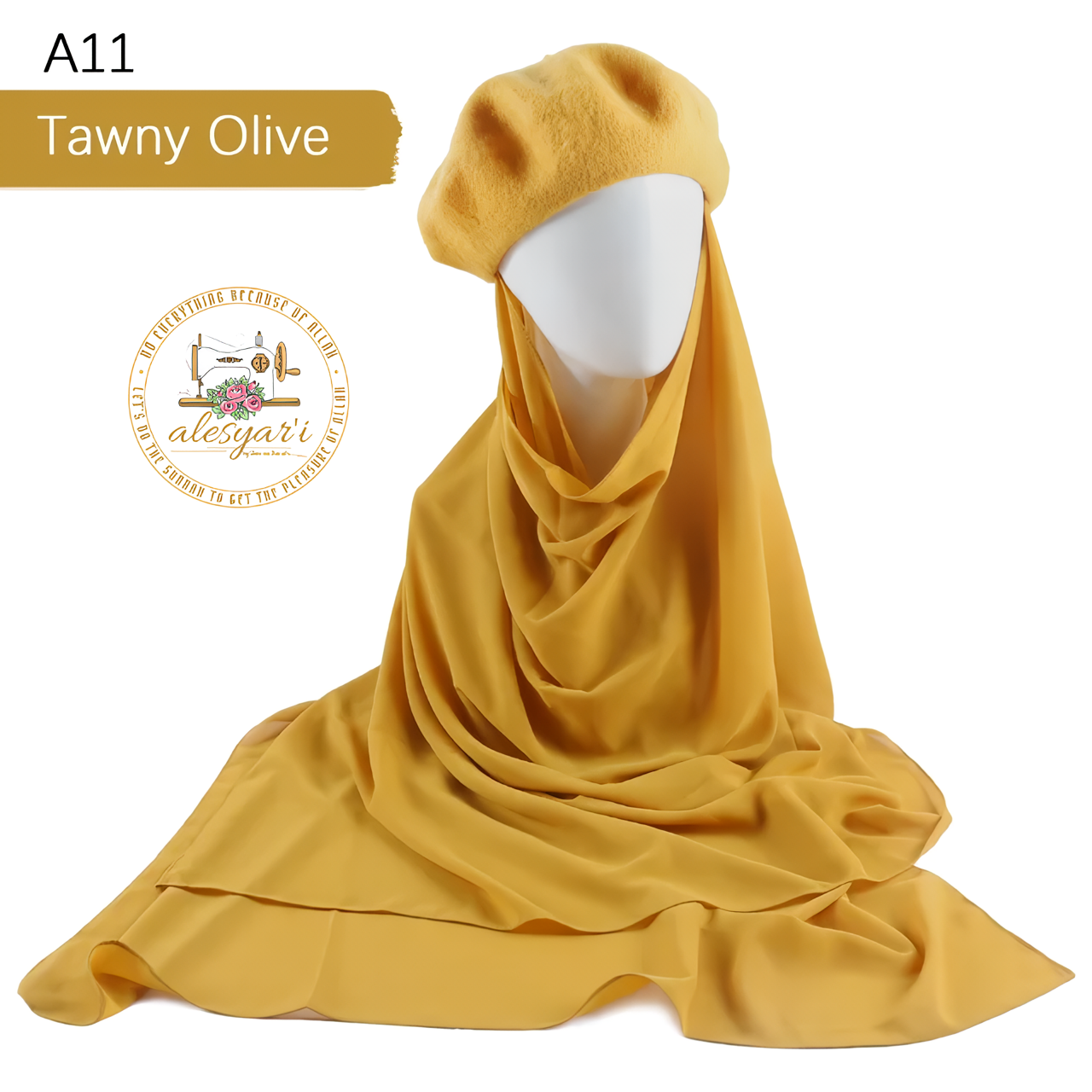 Alesyari Shop I Muslim Women's Instant Chiffon Hijab Paired with Baret Hats – Elevate Your Style with Baret Flat Hat and Graceful Chiffon Hijab