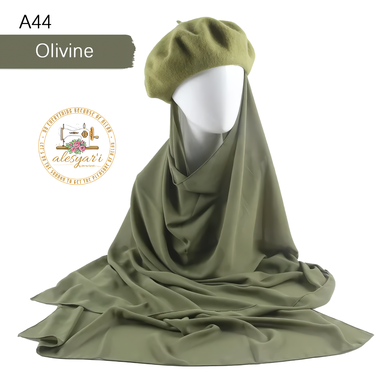 Alesyari Shop I Muslim Women's Instant Chiffon Hijab Paired with Baret Hats – Elevate Your Style with Baret Flat Hat and Graceful Chiffon Hijab