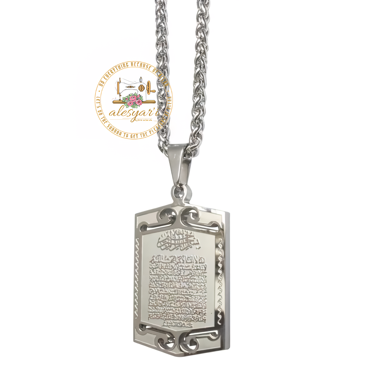 Alesyari Shop I Stainless Steel Evil Eye Car Mirror Pendant – A Trendy Fusion of Islamic and Christian Scripture Jewelry