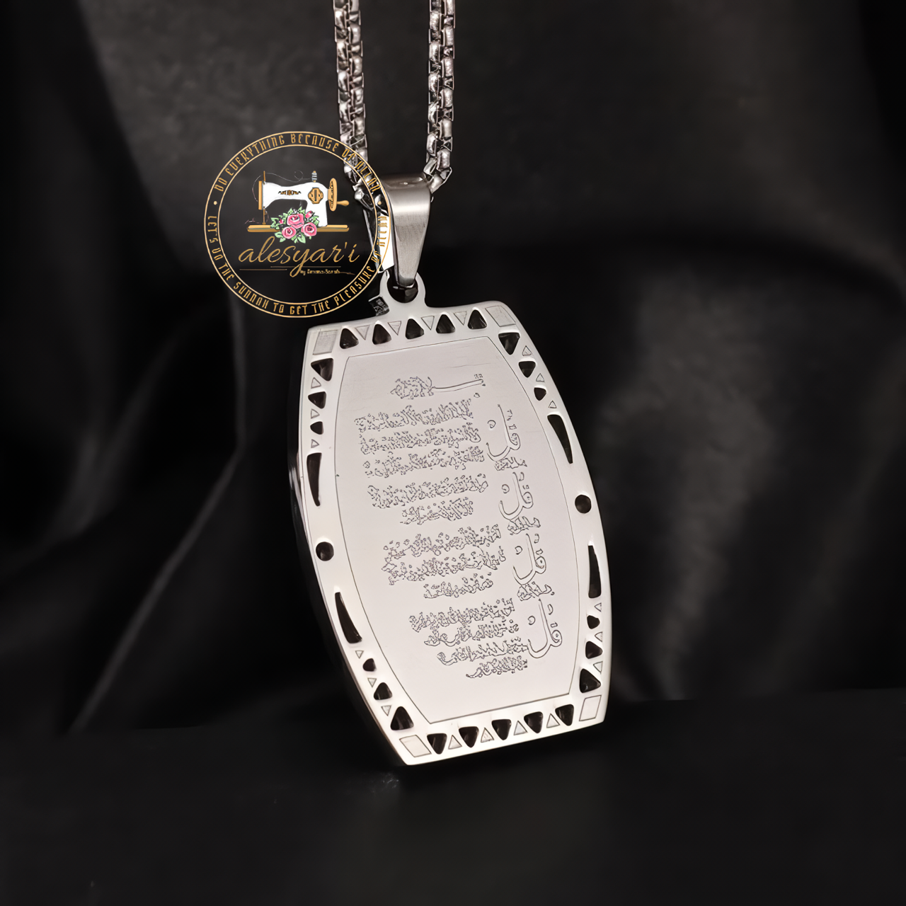 Alesyari Shop I Stainless Steel Evil Eye Car Mirror Pendant – A Trendy Fusion of Islamic and Christian Scripture Jewelry