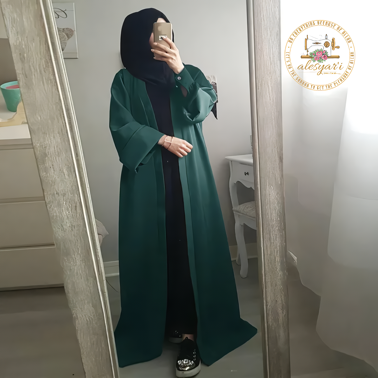 Alesyari Shop I Stylish Muslim Kimono Abaya Retro Ethnic Cardigan Robe for Ramadan and Eid Fashion