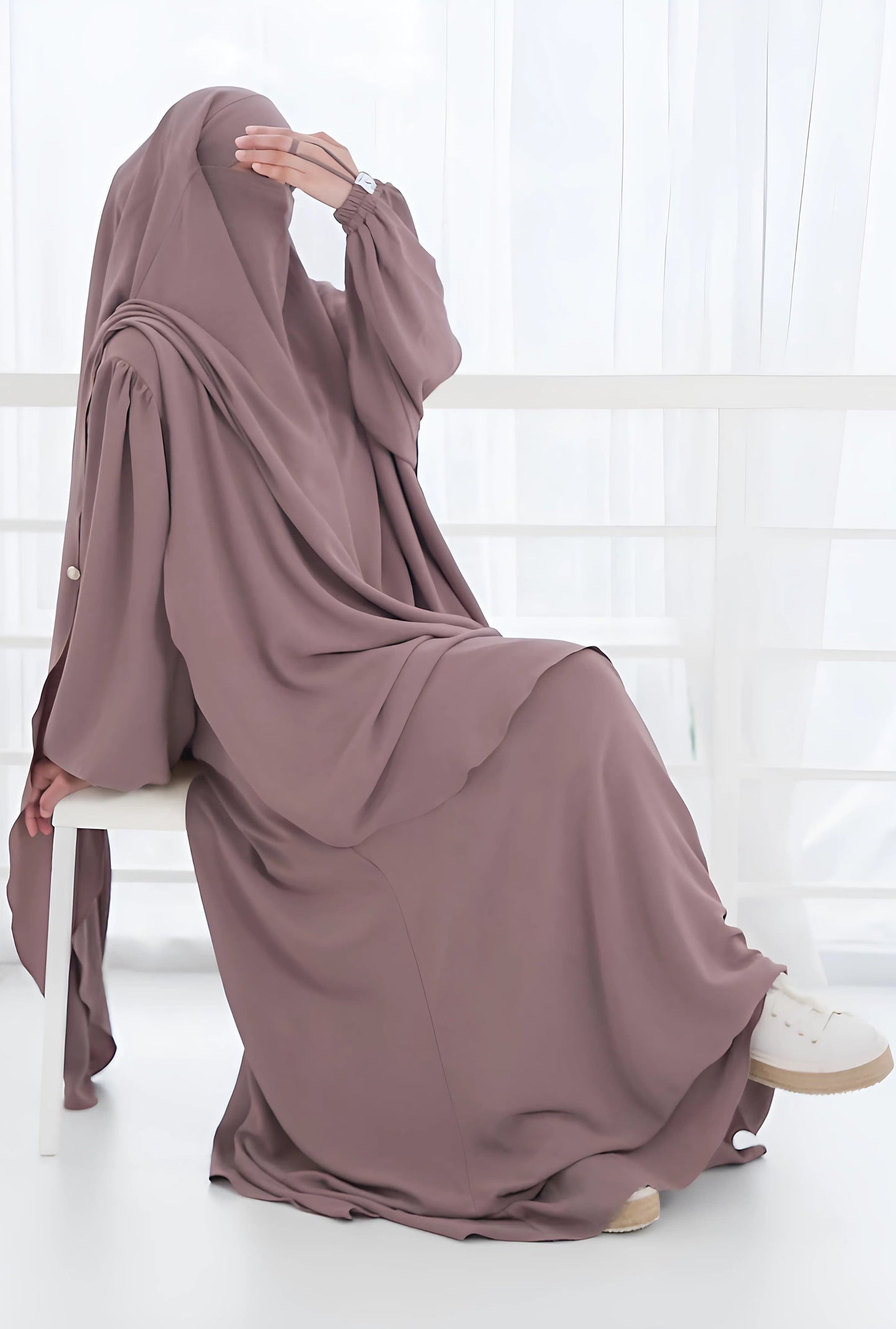 Azzura Crinkle Muslim Abaya French Khimar Set Modest Islamic Dress for Women Daily Prayer Ramadan Eid Outfit