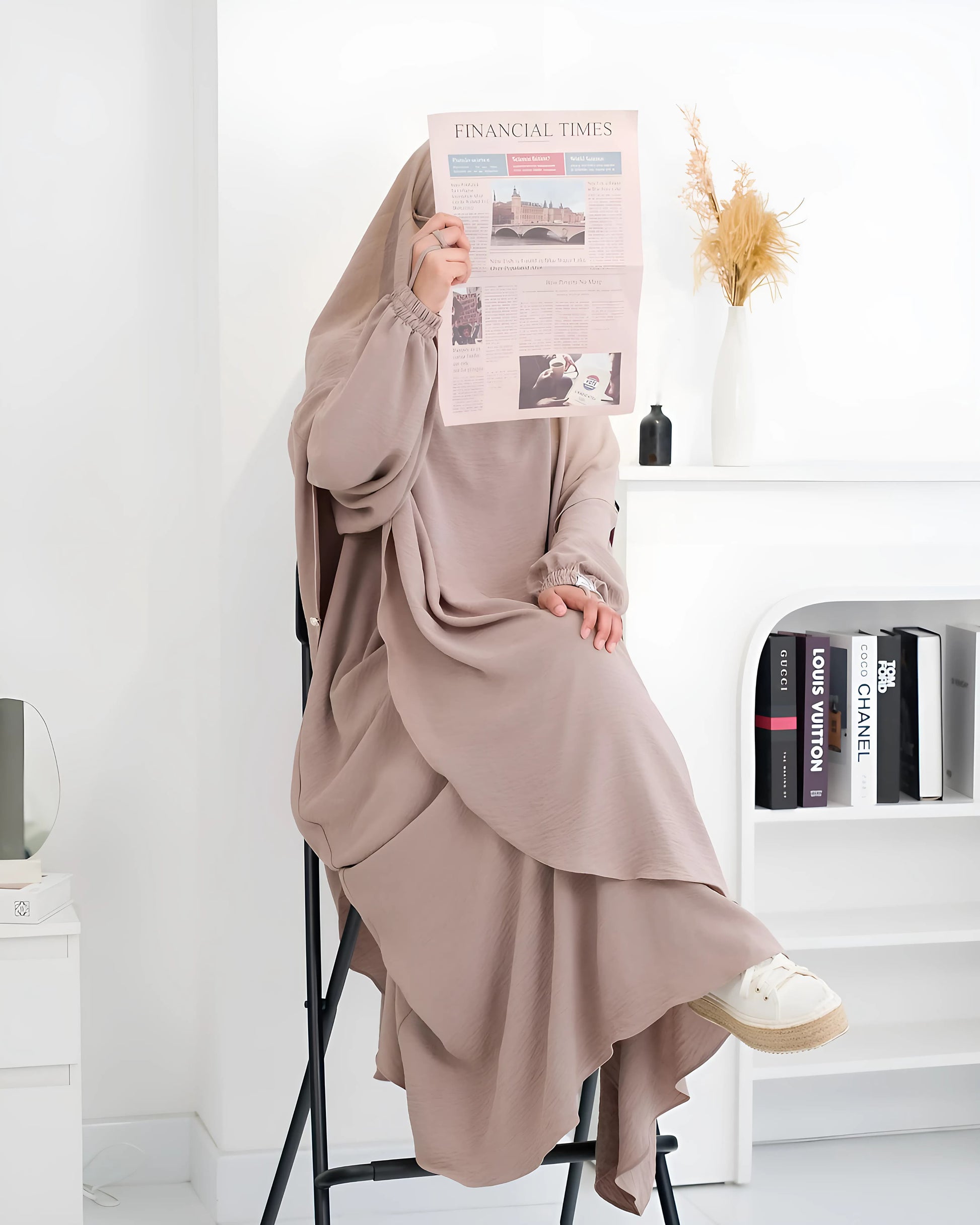 Azzura Crinkle Muslim Abaya French Khimar Set Modest Islamic Dress for Women Daily Prayer Ramadan Eid Outfit