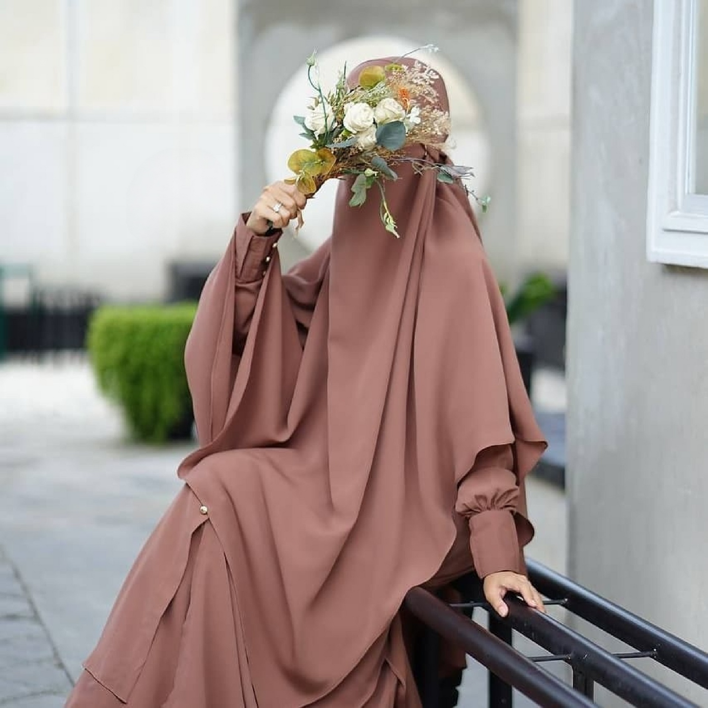 Raada French Khimar or Non Pad Abaya Semi Tunic in Milo Color