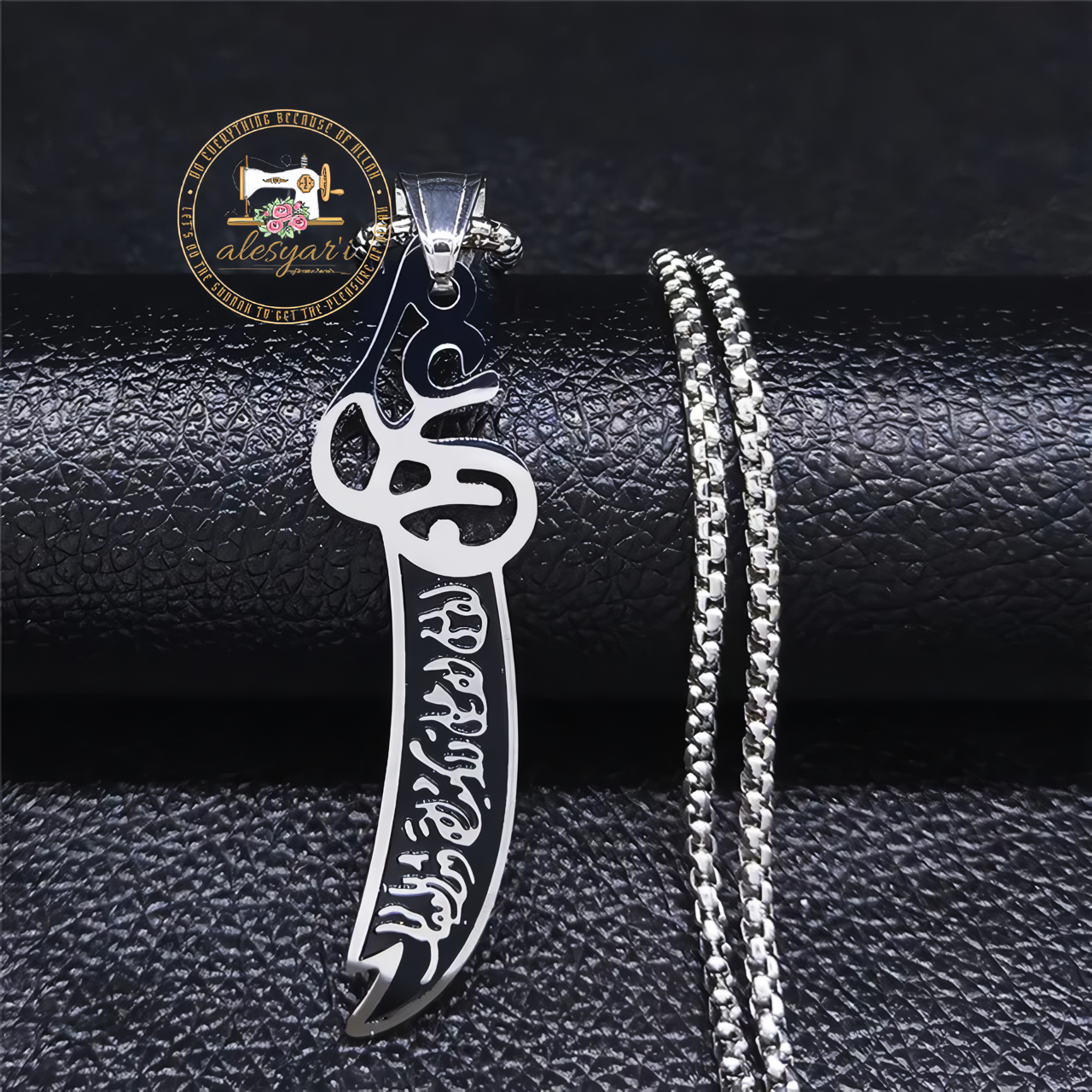 Alesyari Shop I Stainless Steel Arabic Sword Pendant Necklace - A Unique Statement in Islamic Jewelry