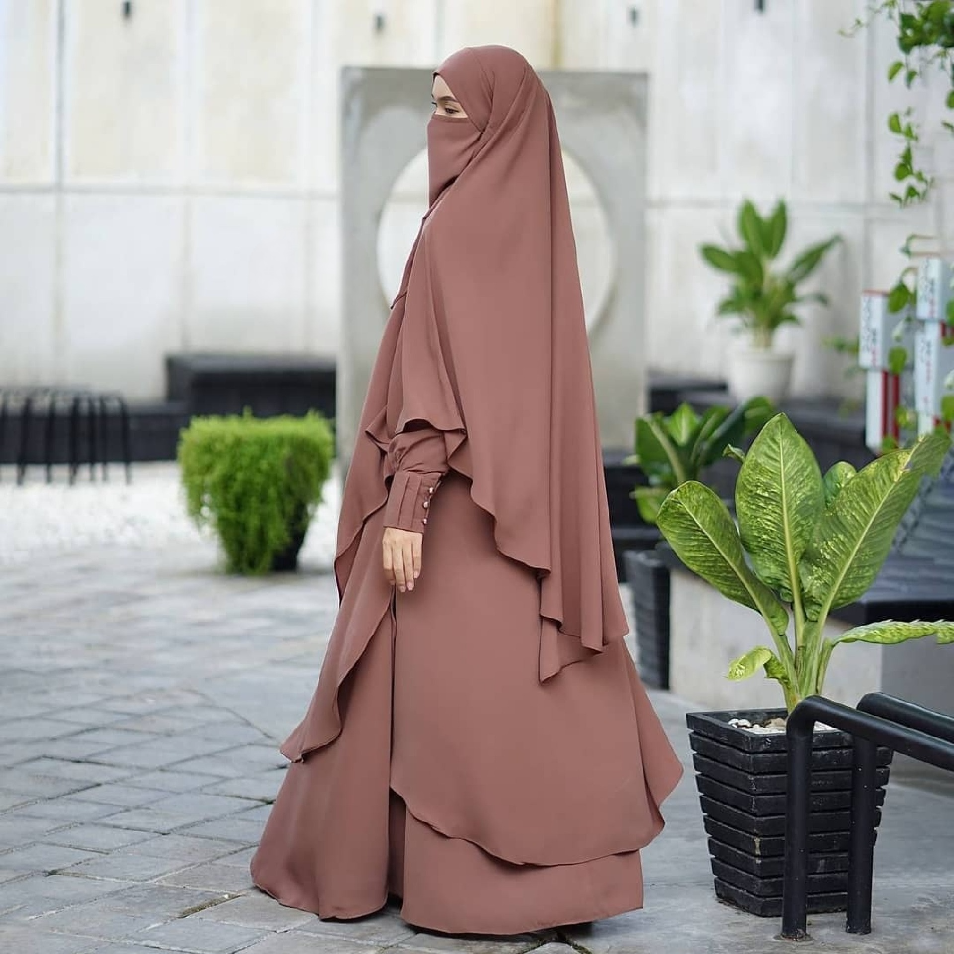 Raada French Khimar or Non Pad Abaya Semi Tunic in Milo Color