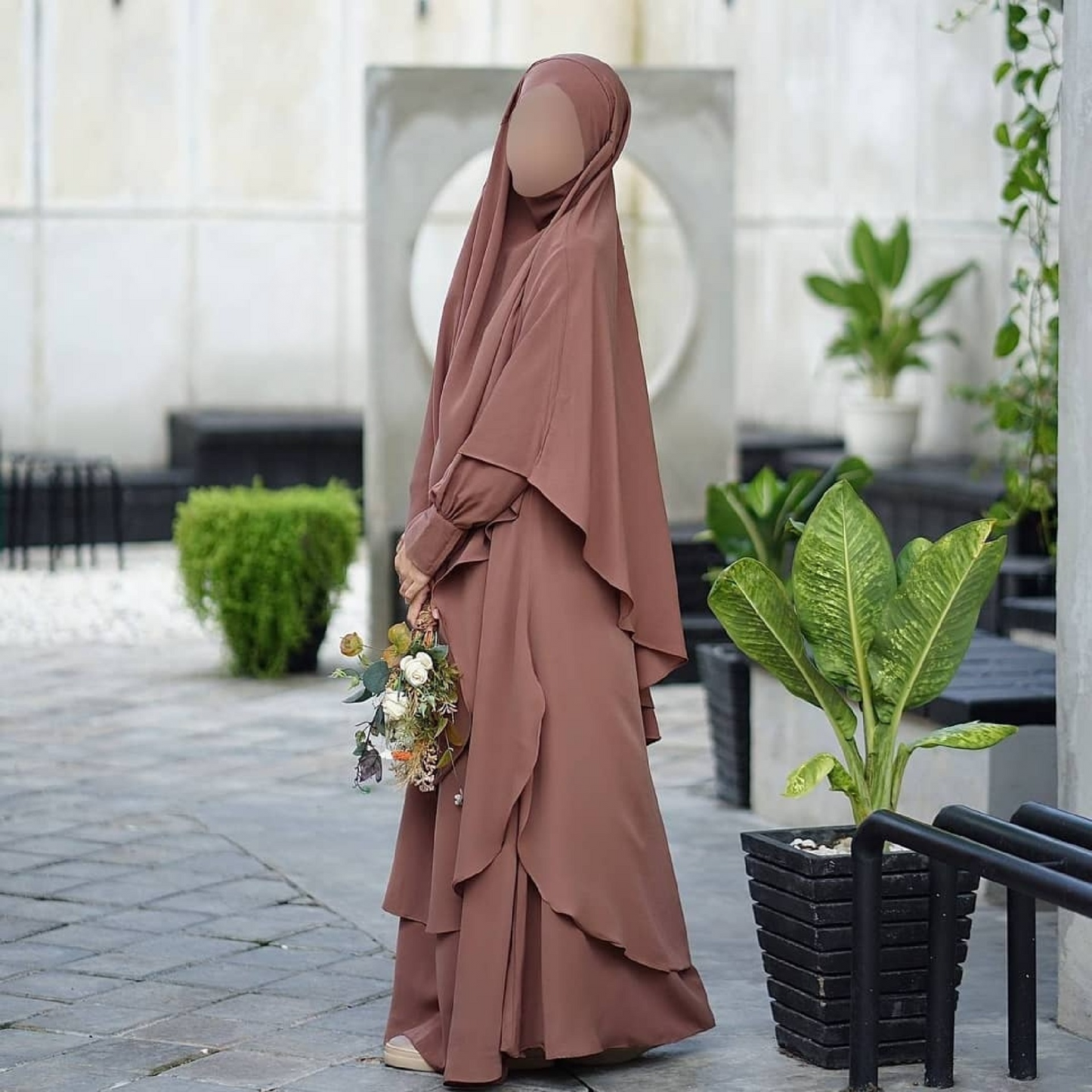 Raada French Khimar or Non Pad Abaya Semi Tunic in Milo Color