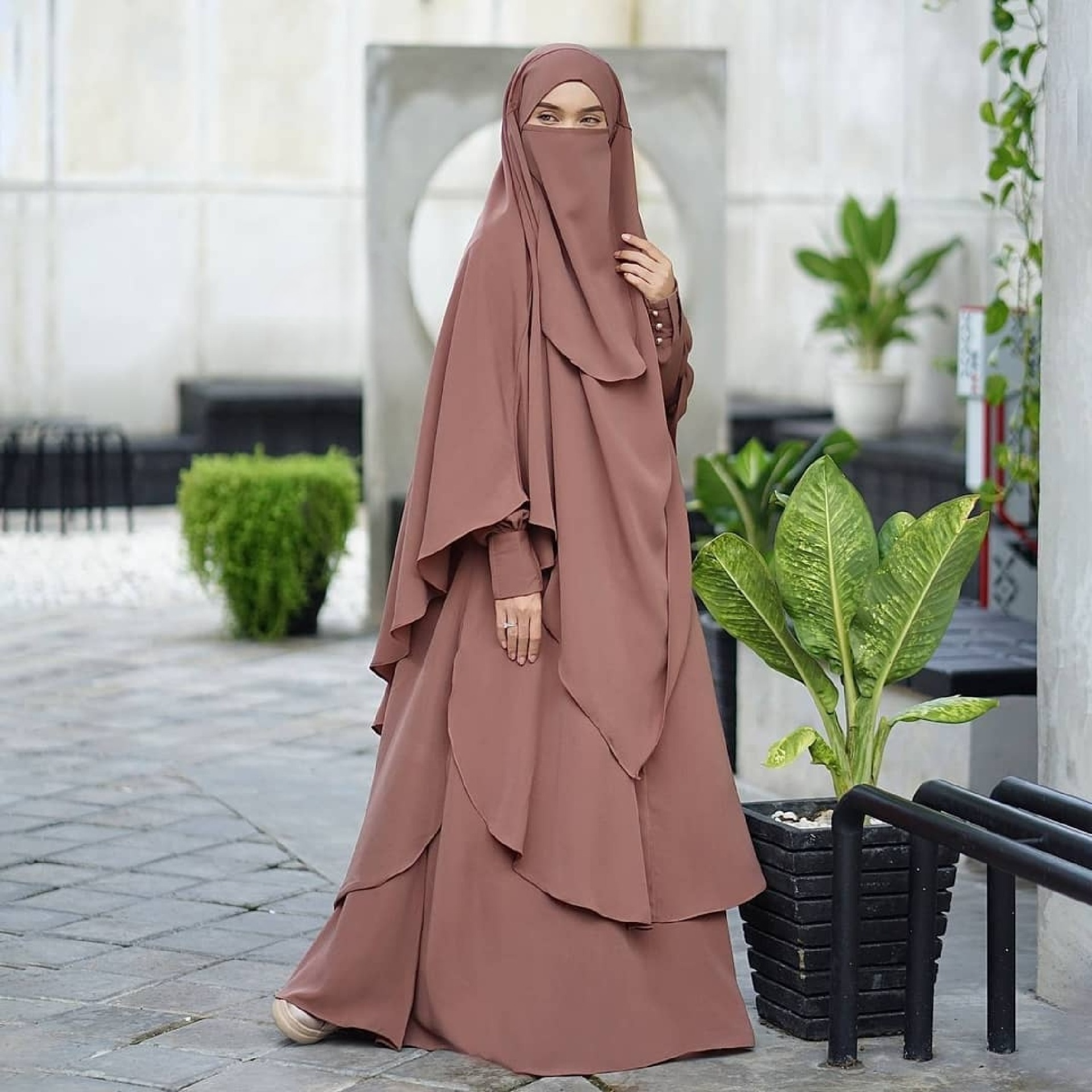 Raada French Khimar or Non Pad Abaya Semi Tunic in Milo Color