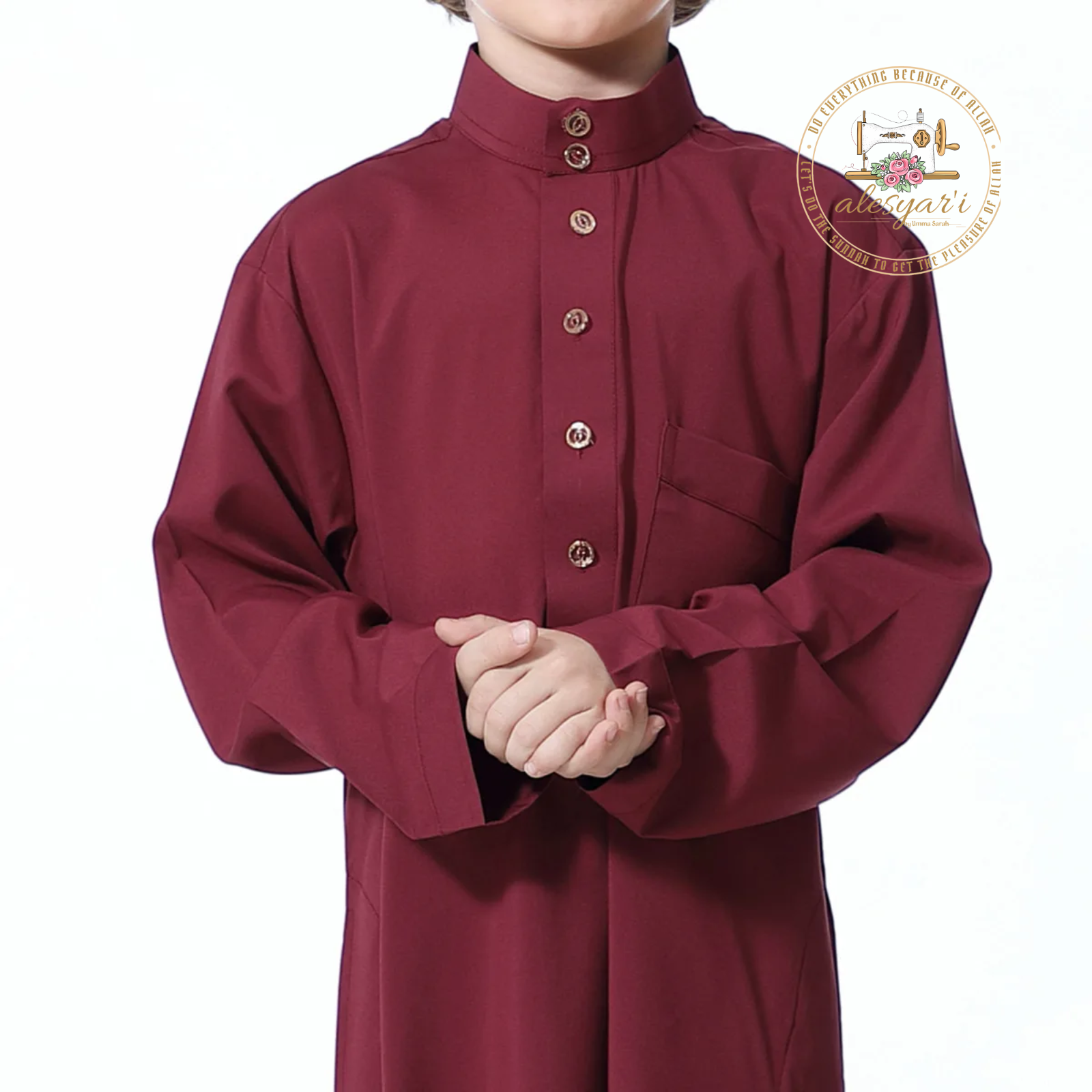 Alesyari Shop I Boys Kids Islamic Muslim Juba Kaftan Robe Arabian Dubai Qatar Boy Long Sleeve Shirt Abaya Robe Dress Solid Color