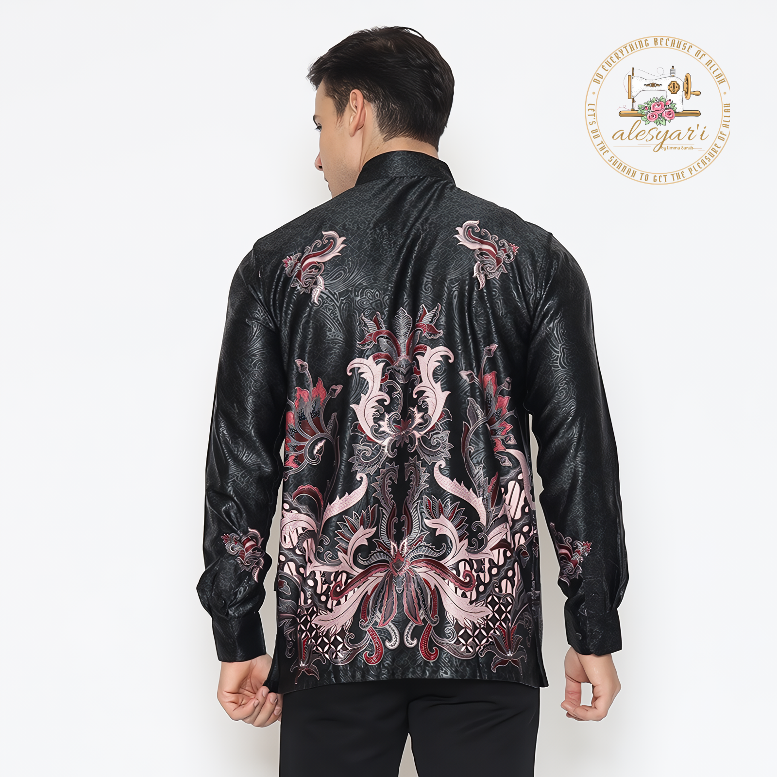 Alesyari Shop I An Elegant Party-Ready Semi-Silk Long Shirt for Men in Batik Print