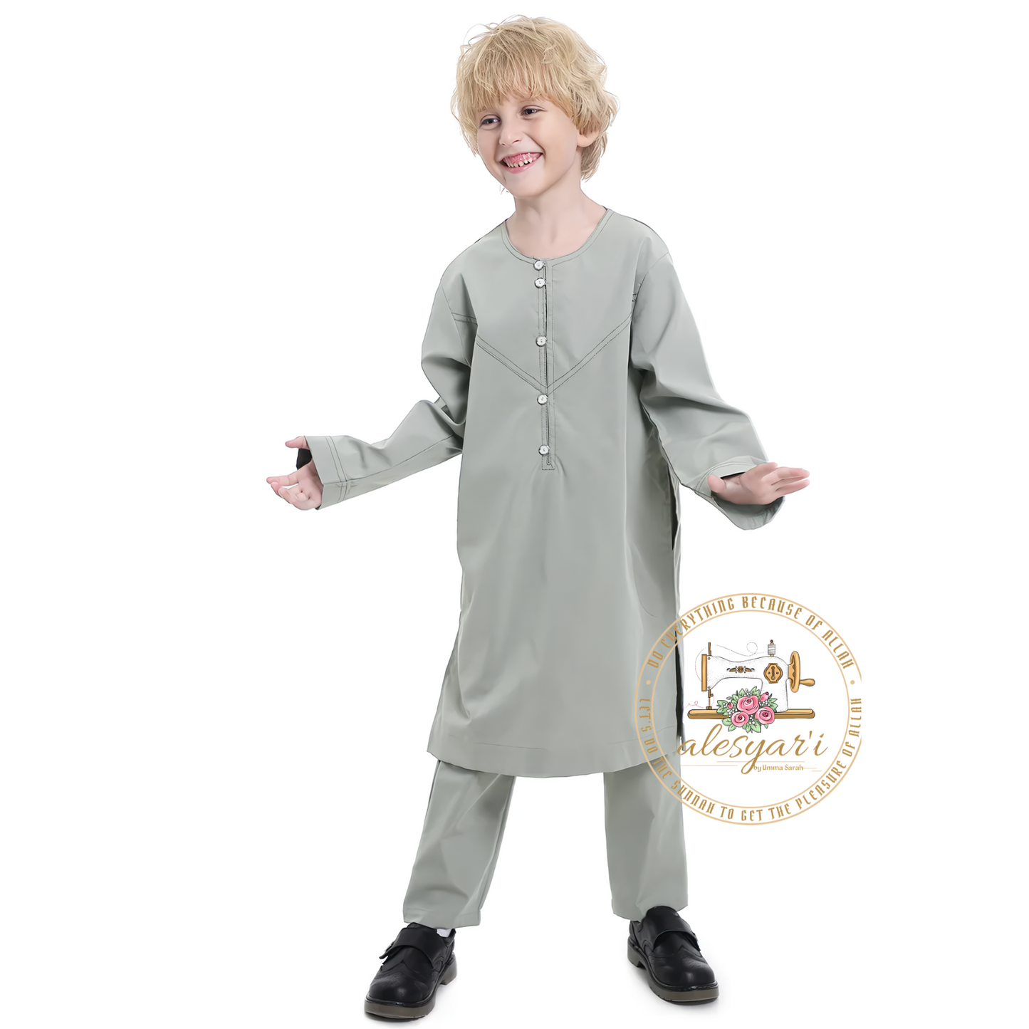 Saudi Arabia Children Robe Muslim Clothes Kids Qamis Boy Jubba Thobe 2 Piece Set Islamic Clothing Men Party Abaya Kaftan