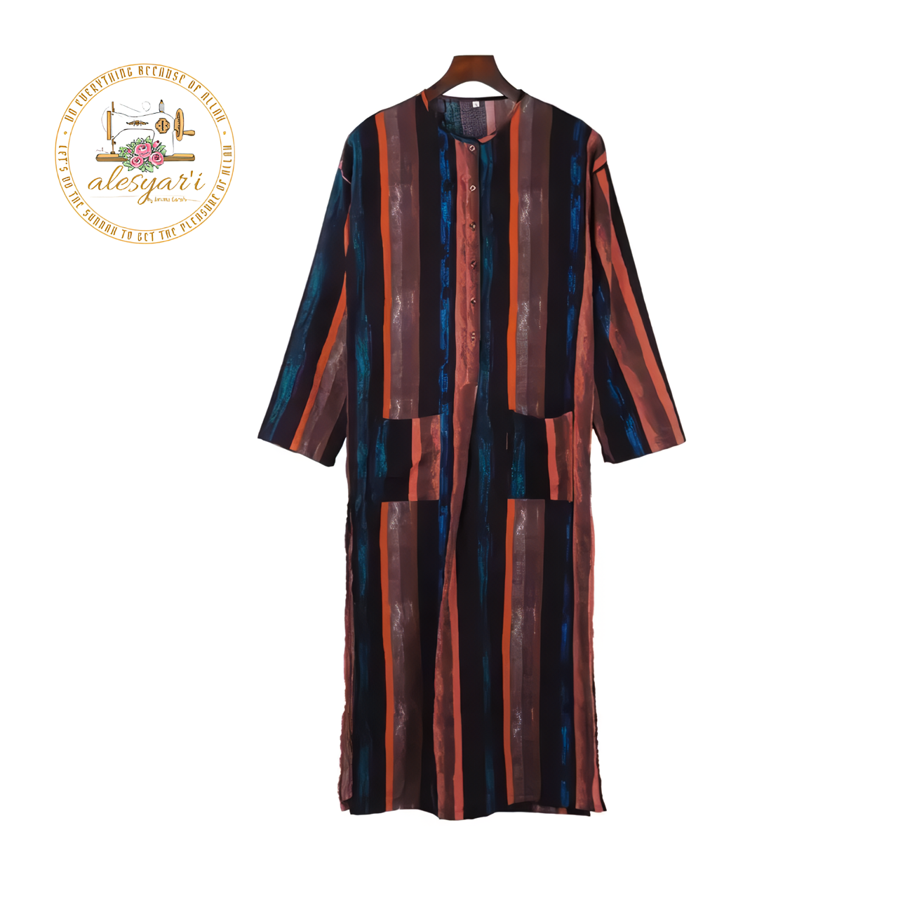 Alesyari Shop I Mens Islamic 2024 Jubba Thobe Long Sleeve, Solid Pockets,  Abaya Dress Classic Muslim Kaftan for Discerning Gentlemen