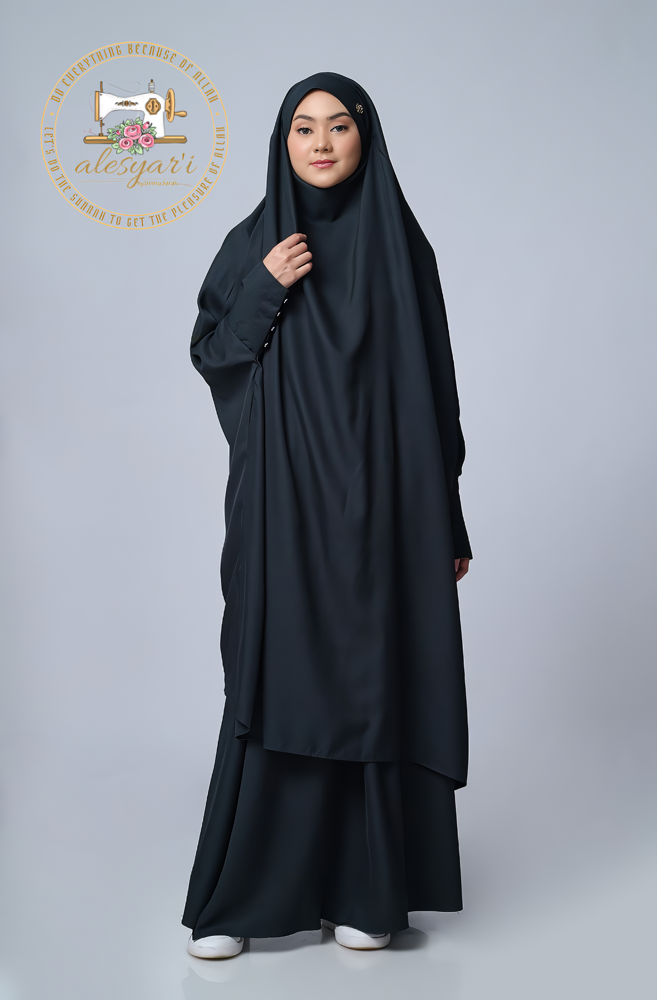 Alesyari Shop I French Khimar Set Skirt One Set Syari Enhance Your Hajj & Umrah Experience with Comfort and Elegance