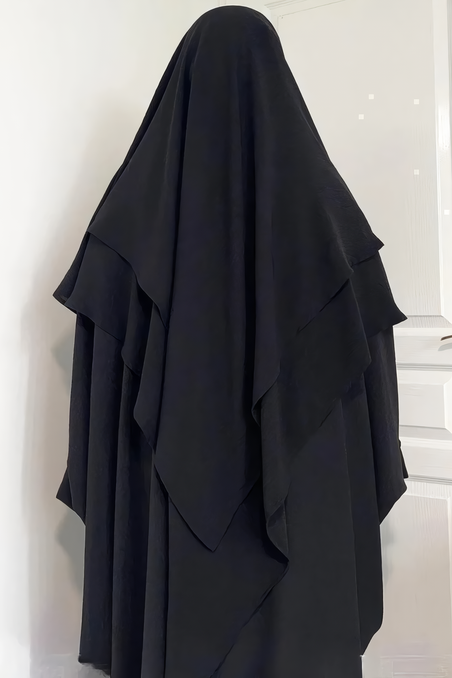 1pcs French Khimar and Half Niqab 2 Layer from Crinkle Airflow Fabric