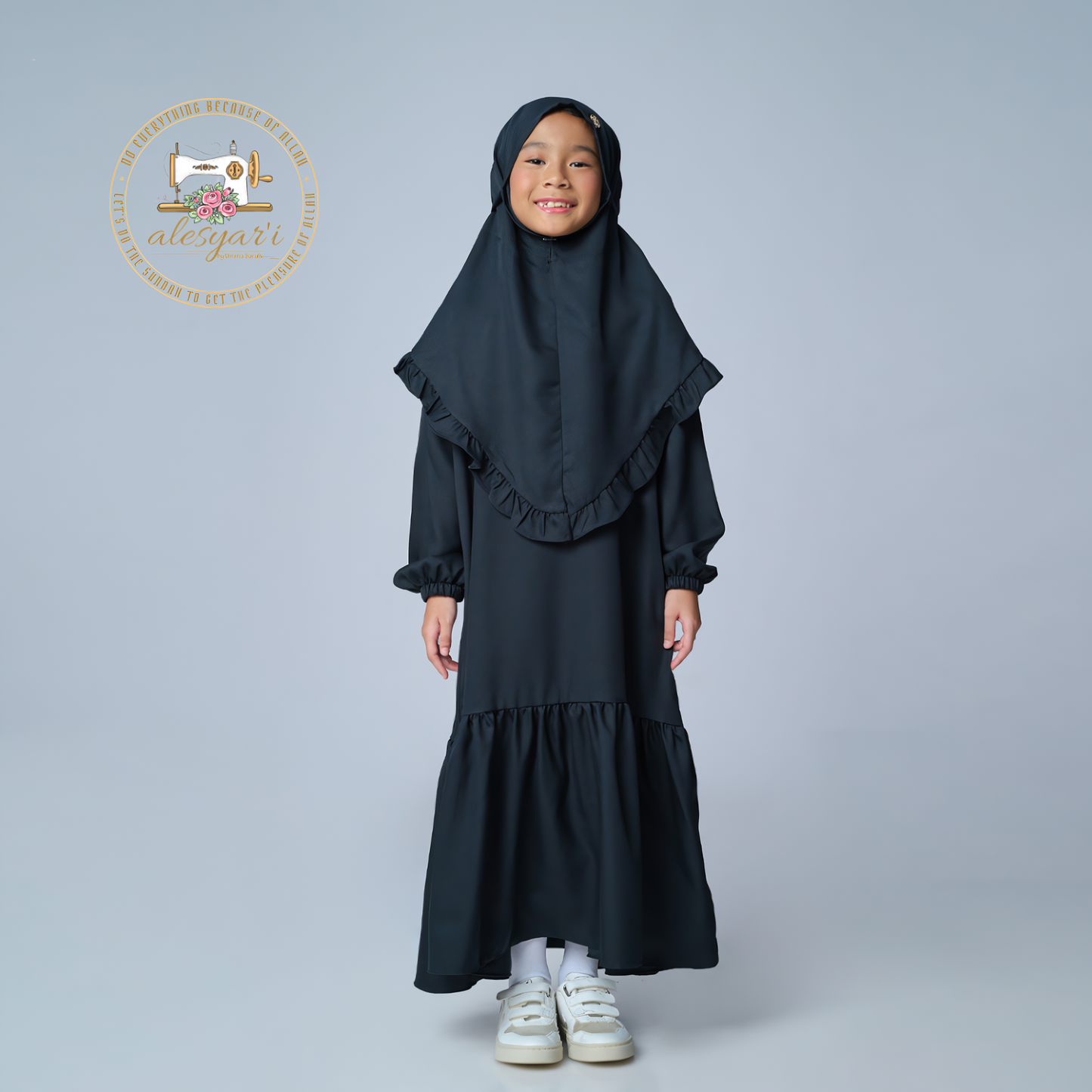 Alesyari Shop I Sophisticated Elegance Luxurious and Comfortable Abaya Set for Your Graceful Child