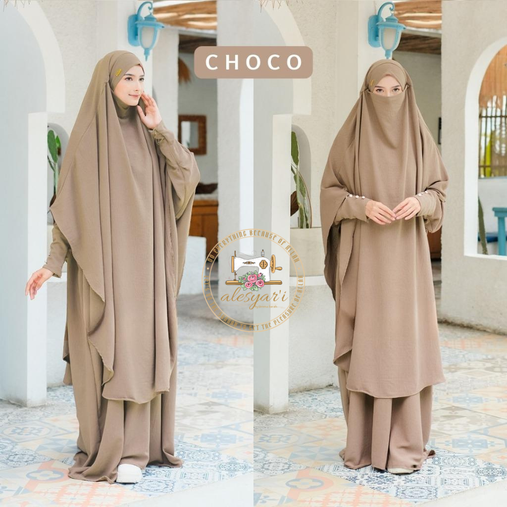 Alesyari Shop I Sacred Pilgrimage Attire 2024 Umrah and Hajj Abaya Set with Long French Khimar