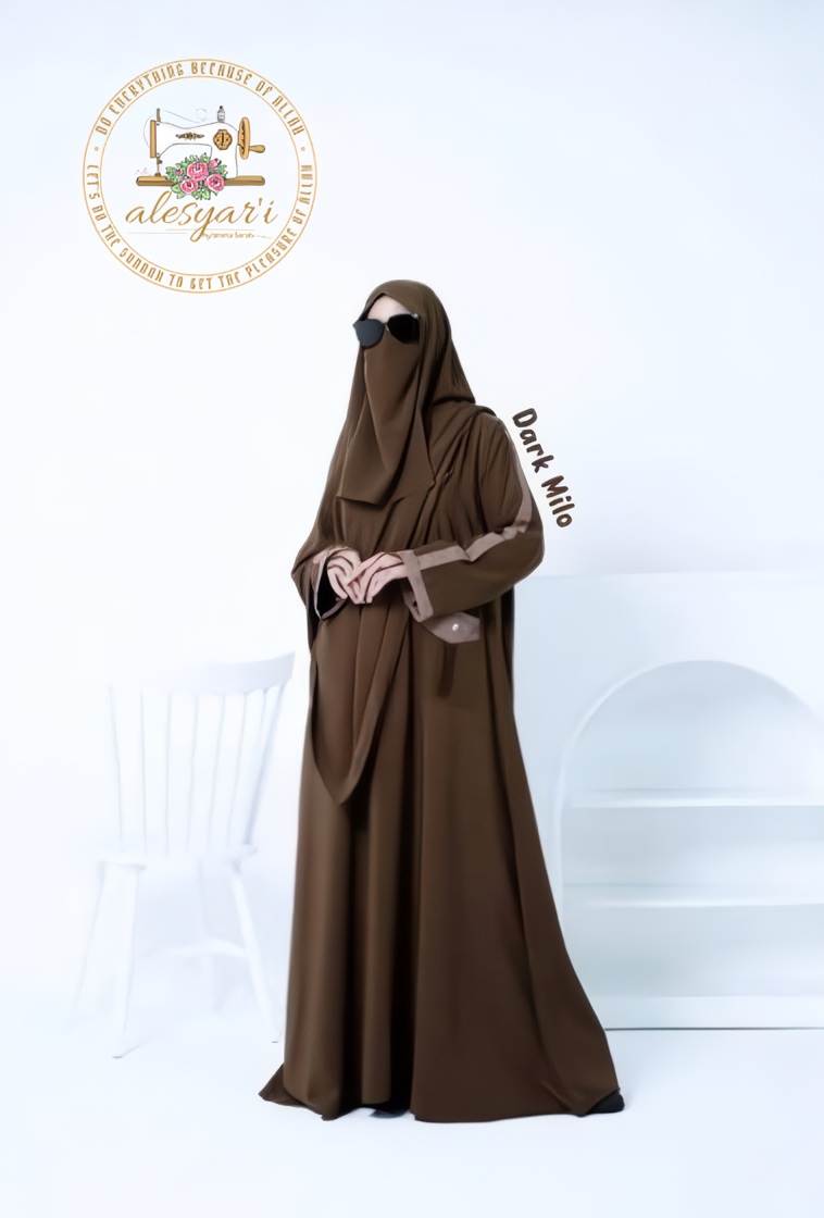 Alesyari Shop I Ramadan Eid women Elegance Modest Hijab Set with Khimar, Veil, and Plain Robe