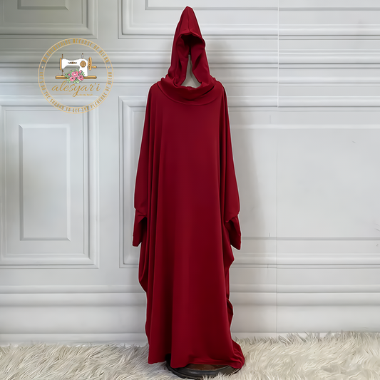 Alesyari Shop I Stylish Modesty Abaya with Batwing Sleeves for Muslim Prayers, Ramadan, and Eid Celebrations