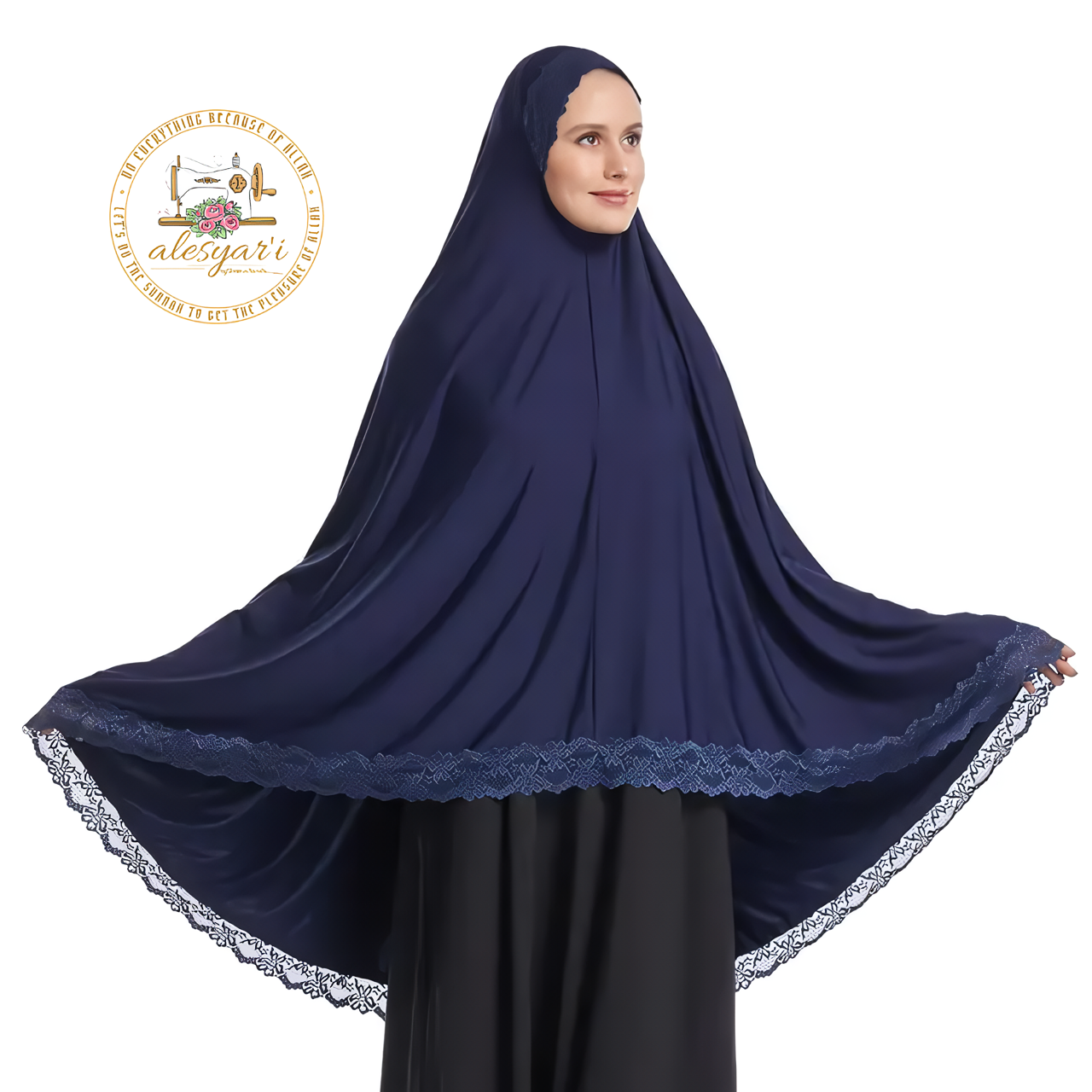 Alesyari Shop I Long Khimar Hijab for Muslim Women in Soft Solid Colors, Perfect for Ramadan and Eid Prayer