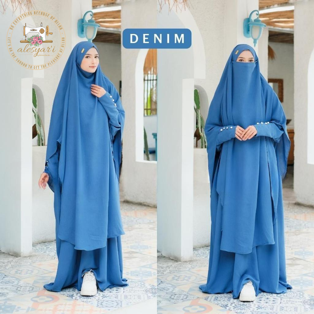 Alesyari Shop I Sacred Pilgrimage Attire 2024 Umrah and Hajj Abaya Set with Long French Khimar