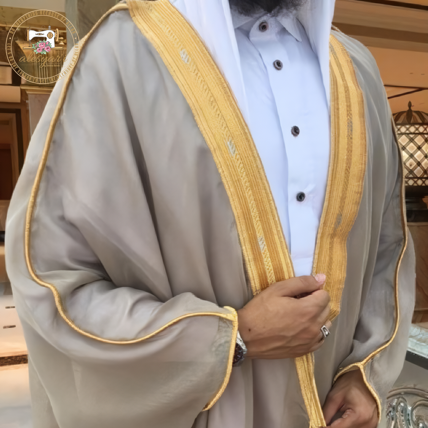 Alesyari Shop I Outer Jubba Men Islamic Jubba Thobe Long Sleeve Robe Saudi Arab Kaftan Long Jubba Thobe Hombre Muslim Men Abaya Clothing