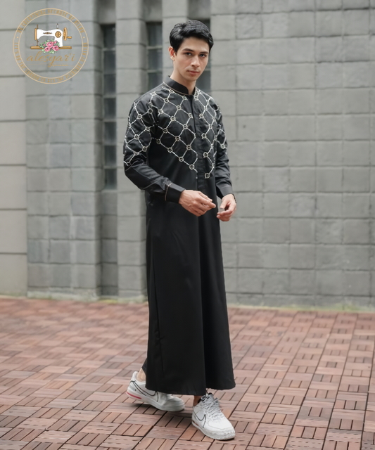 Alesyari Shop I Embroidered Jubba Thobe Kaftan for Men: Timeless Traditional Elegance in Casual Wear