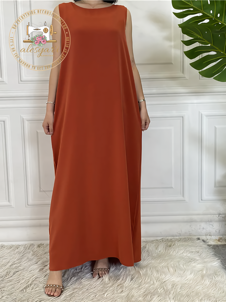 Alesayari Shop I Simple Casual Women's Abaya: Vestido All Match Sleeveless Inner Dress for Muslim Women, Maxi Kaftan Islamic Attire from Morocco