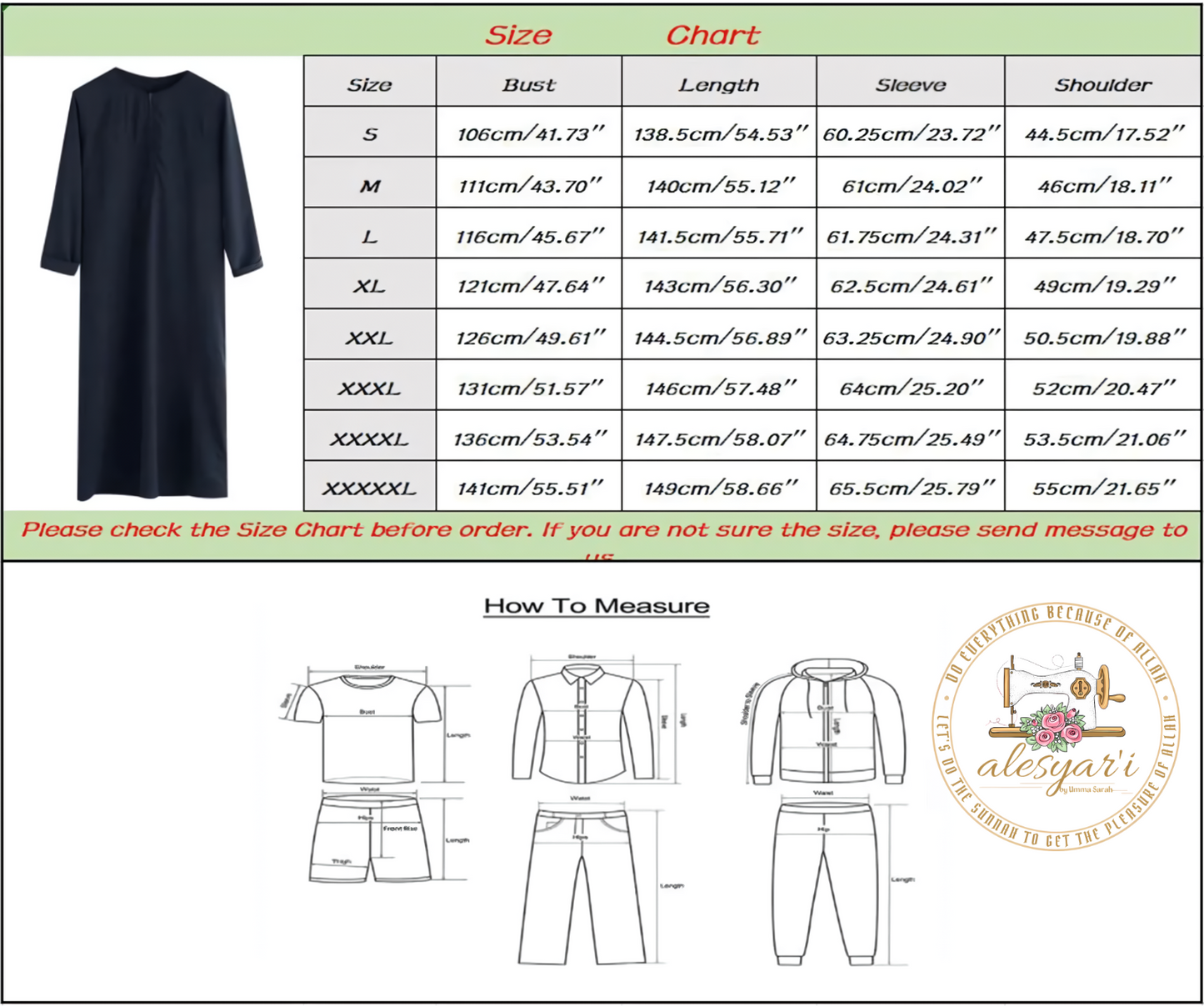 Alesyari Shop I Jubba Thobe: Long Sleeve Kaftan for Men, Ideal Islamic Attire from Pakistan, Saudi Arabia, and Afghanistan