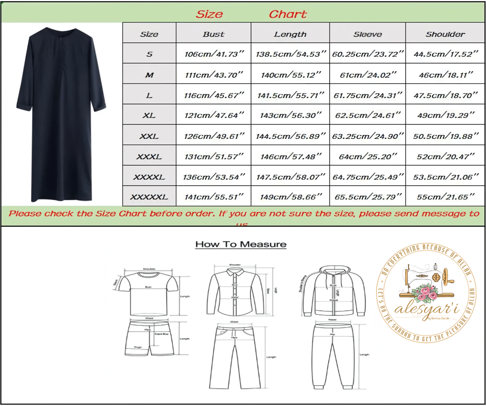 Alesyari Shop I Jubba Thobe: Long Sleeve Kaftan for Men, Ideal Islamic Attire from Pakistan, Saudi Arabia, and Afghanistan