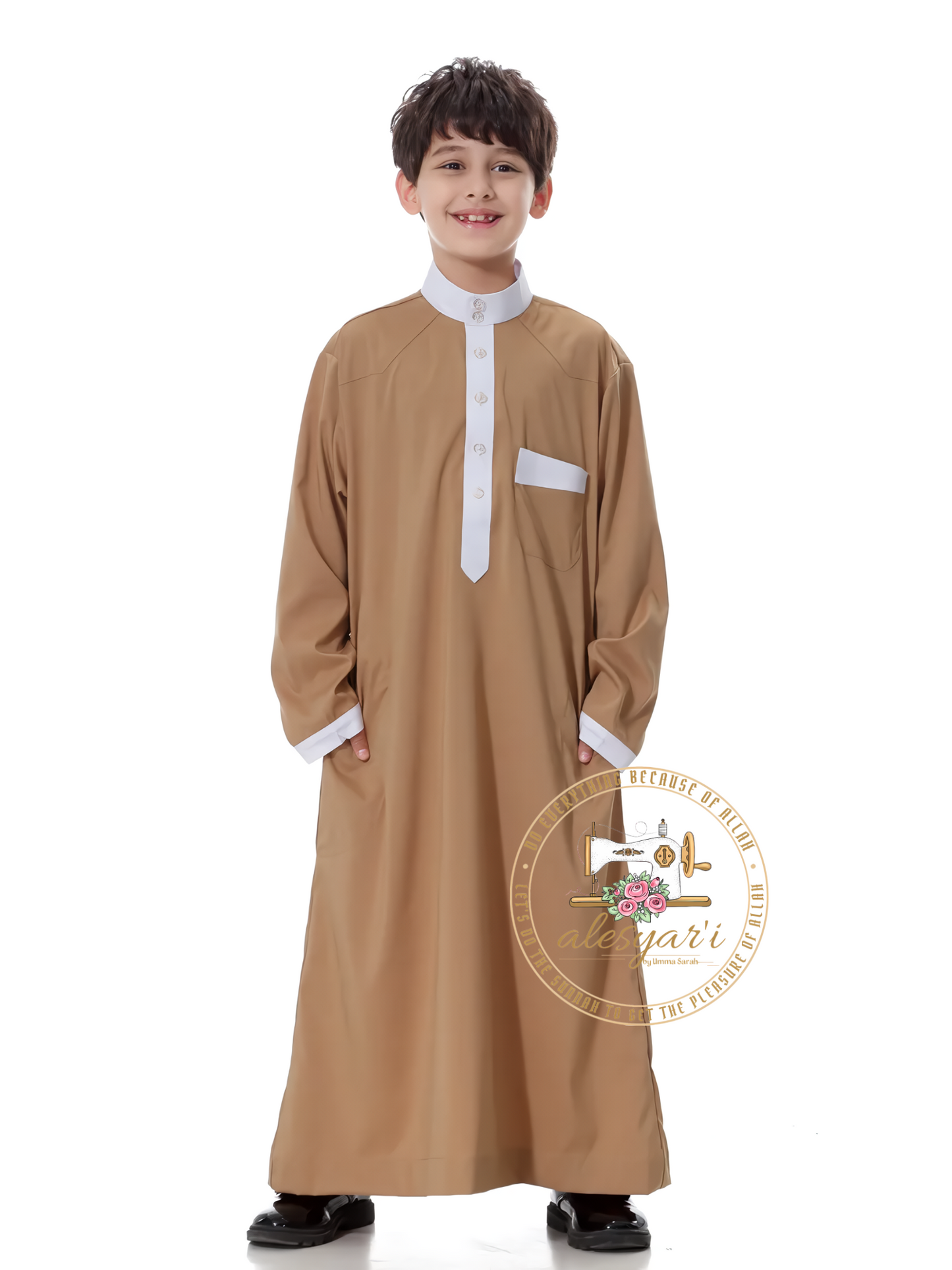 Alesyari Shop I Muslim Abaya Jubba Thobe For Boy Saudi Arabia Dubai Teenagers Long Robe Kids Islamic Clothing Ramadan Costumes Kaftan