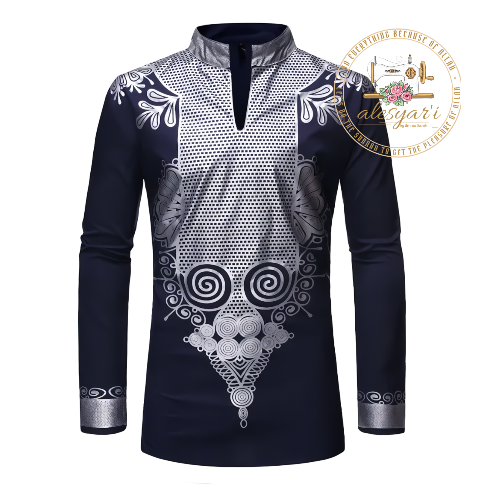 Alesyari Shop I African Dashiki Print Shirt for Men: Fashionable Business Casual Pullovers