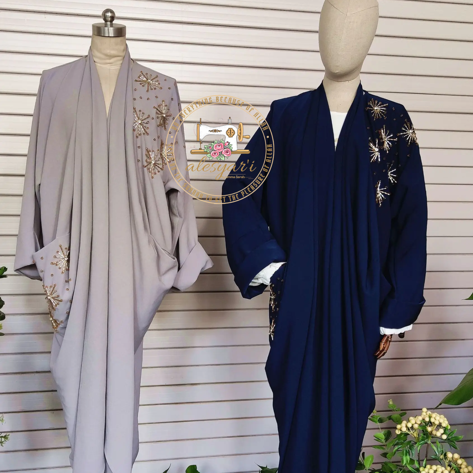 Alesyari Shop I New Muslim Woman Dress Two Through Hand Stitched Beaded Tube Outerwear Elegant Women's Dress Ins Kaftan Muslim Abaya Sets