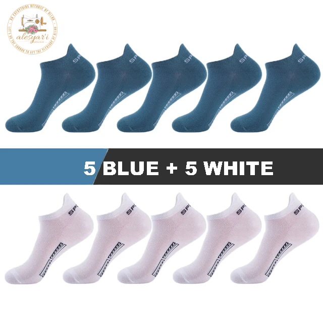 Alesyar'i Shop I 10 Pairs/Lot: High-Quality Men's Ankle Socks - Breathable Cotton, Mesh Design, Casual Athletic Style for a Cool and Comfortable Summer, Thin Cut Short Socks