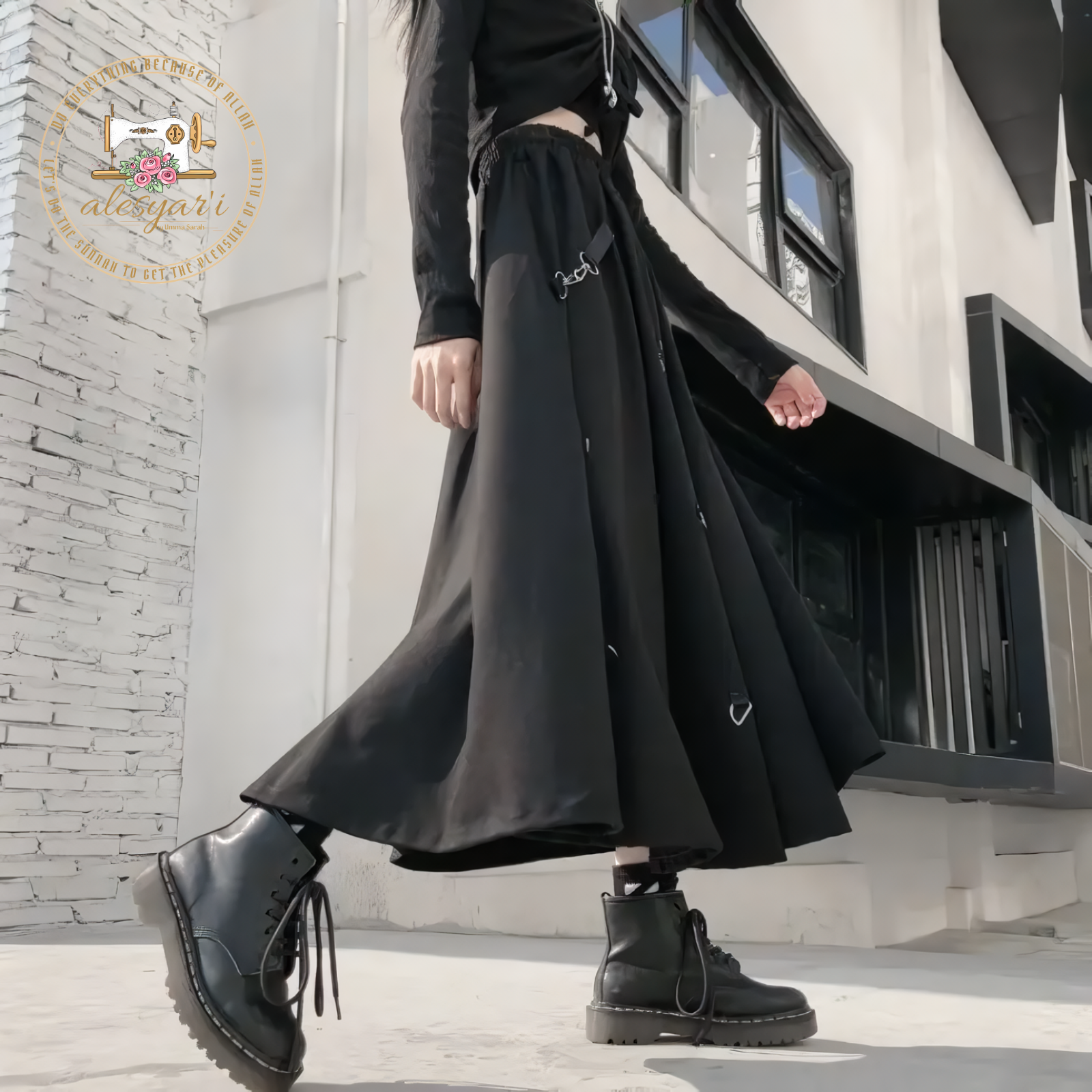 Alesyar'i Shop I Harajuku Punk Elegance: High Waist Splicing Buckle Irregular Gothic Skirt for Streetwear Statement