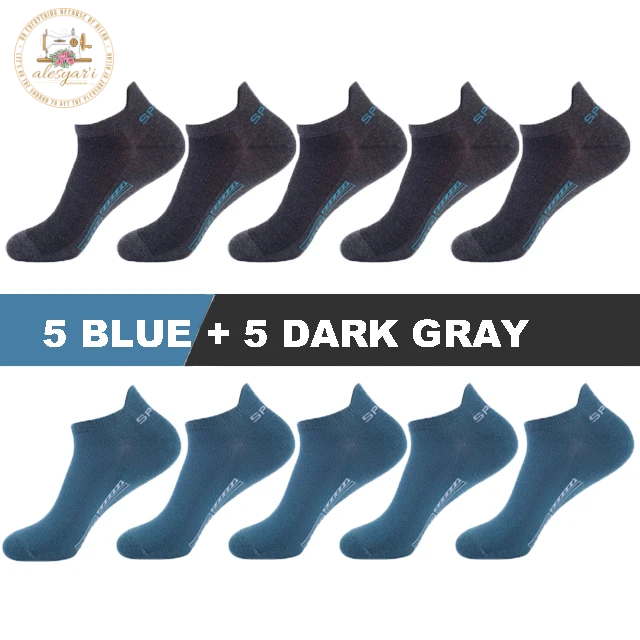 Alesyar'i Shop I 10 Pairs/Lot: High-Quality Men's Ankle Socks - Breathable Cotton, Mesh Design, Casual Athletic Style for a Cool and Comfortable Summer, Thin Cut Short Socks