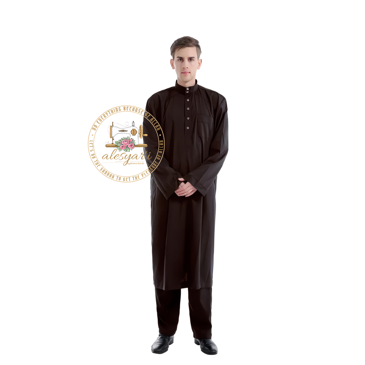 Saudi Jubba Thobe Thoub Set: 2-Piece Kaftan Suit with Long Pants – Traditional Arabic Islamic Muslim Robe for Men's Clothing in Dubai Style