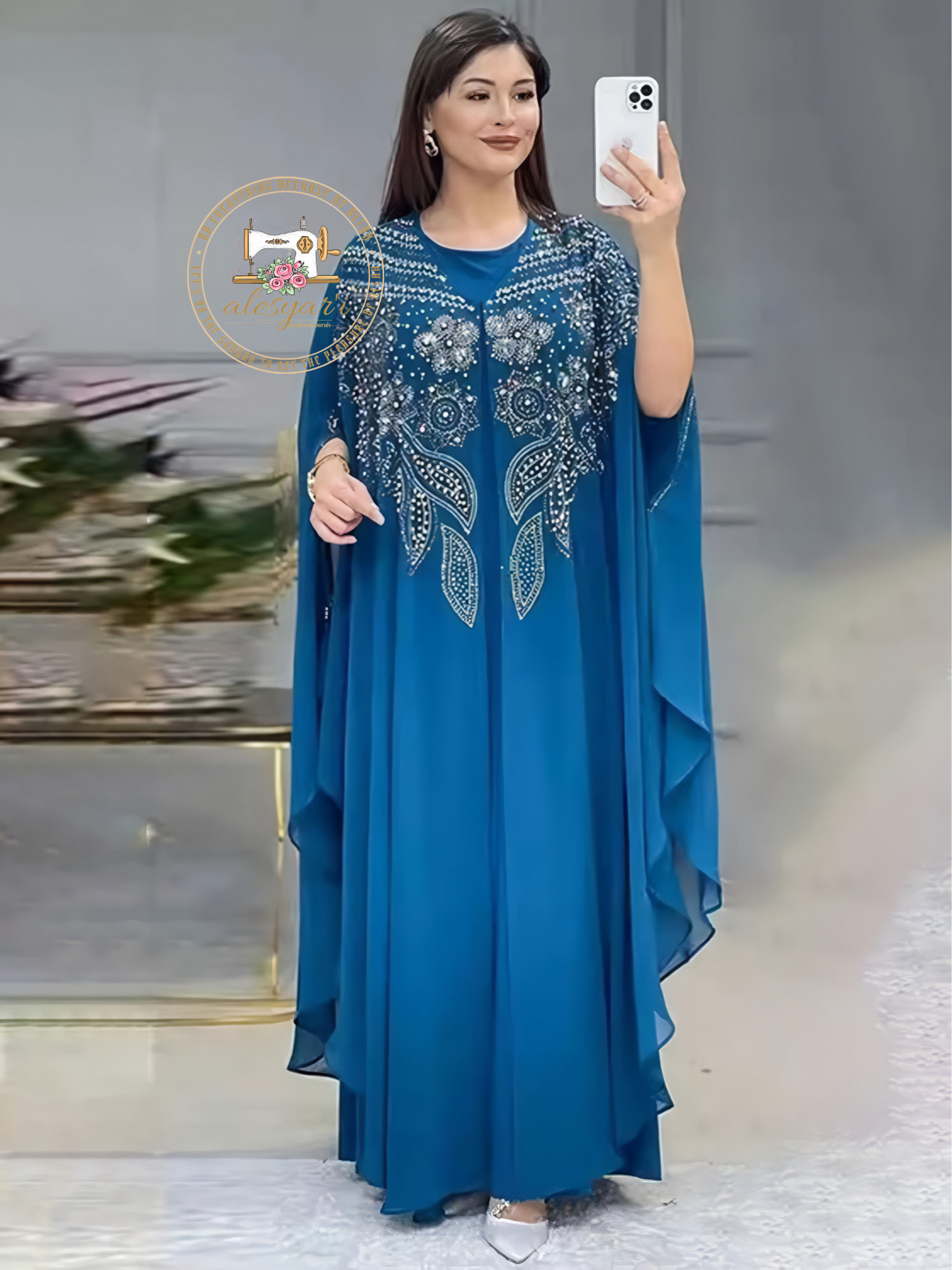 Alesyari Shop I Luxurious Dubai Women's Abayas: Sifon Boubou Muslim Fashion Kaftan Marocain Dresses for Special Occasions and Weddings